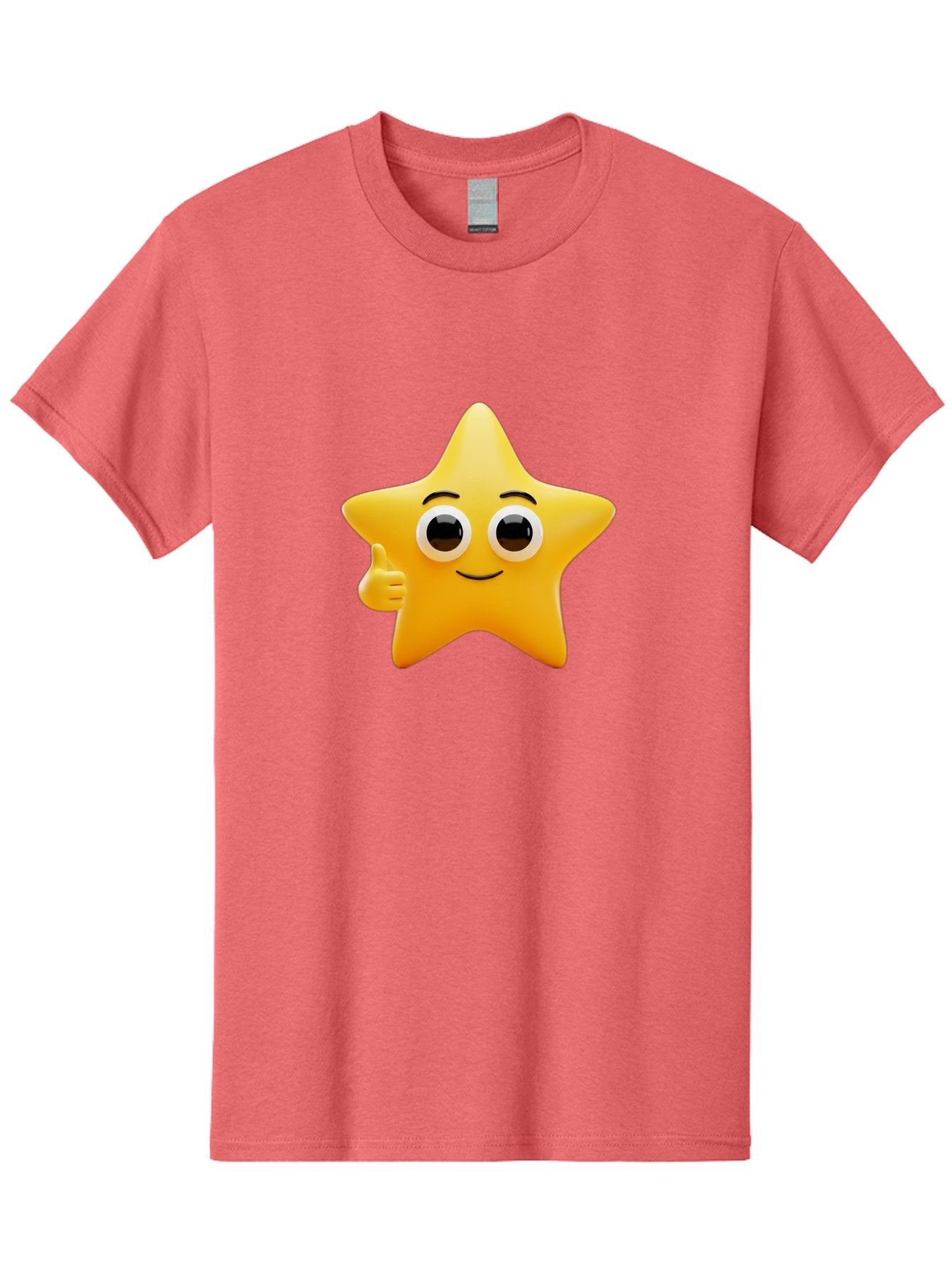 Thumbs-Up-Star Men'S Graphic Tee, 100% Cotton, Comfortable Casual Summer Wear, Machine Washable, Cartoon Star, Thumbs Up Gesture, Smiling Face, Yellow Star Character, Approval Symbol, Friendly Emoji, Cute Mascot, Positive Attitude Bae800 12