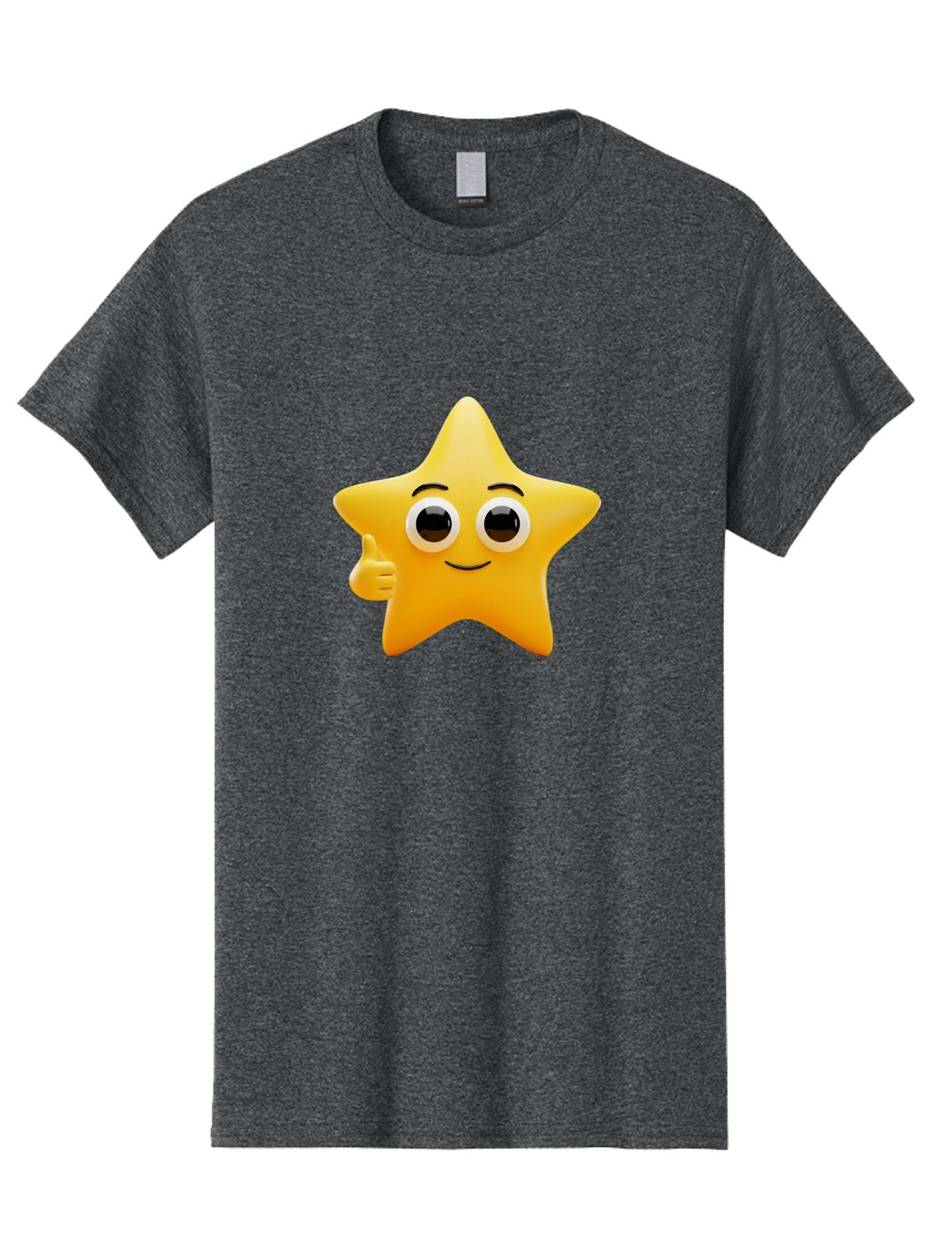 Thumbs-Up-Star Men'S Graphic Tee, 100% Cotton, Comfortable Casual Summer Wear, Machine Washable, Cartoon Star, Thumbs Up Gesture, Smiling Face, Yellow Star Character, Approval Symbol, Friendly Emoji, Cute Mascot, Positive Attitude Bae800