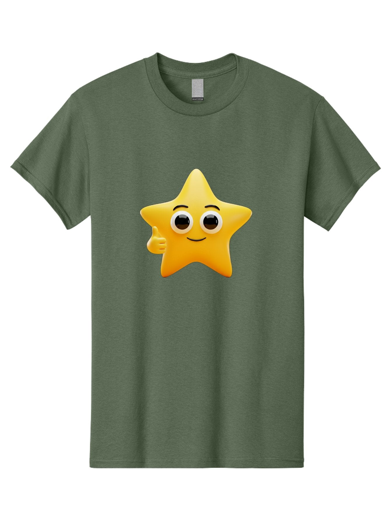 Thumbs-Up-Star Men'S Graphic Tee, 100% Cotton, Comfortable Casual Summer Wear, Machine Washable, Cartoon Star, Thumbs Up Gesture, Smiling Face, Yellow Star Character, Approval Symbol, Friendly Emoji, Cute Mascot, Positive Attitude Bae800 14
