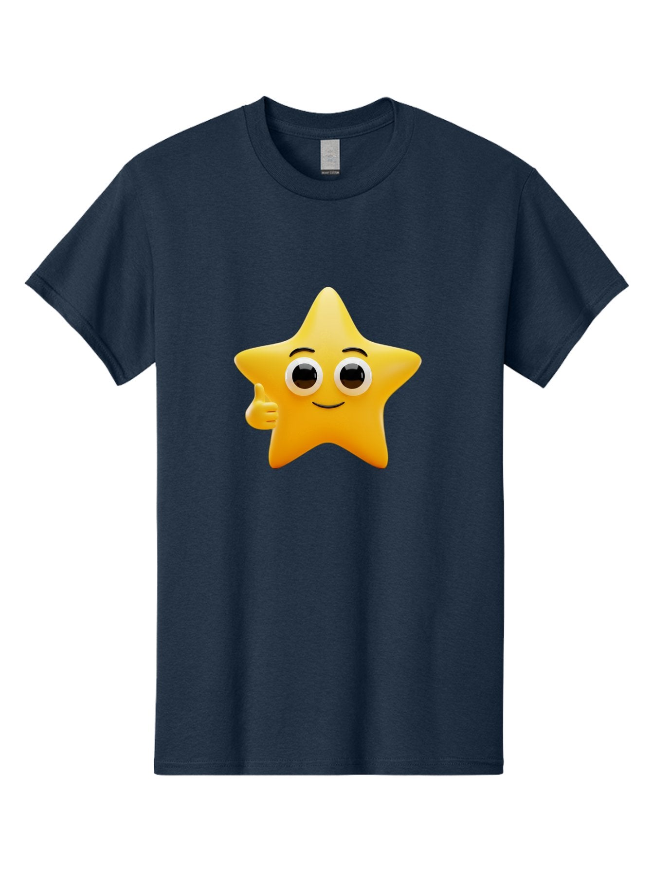 Thumbs-Up-Star Men'S Graphic Tee, 100% Cotton, Comfortable Casual Summer Wear, Machine Washable, Cartoon Star, Thumbs Up Gesture, Smiling Face, Yellow Star Character, Approval Symbol, Friendly Emoji, Cute Mascot, Positive Attitude Bae800 15
