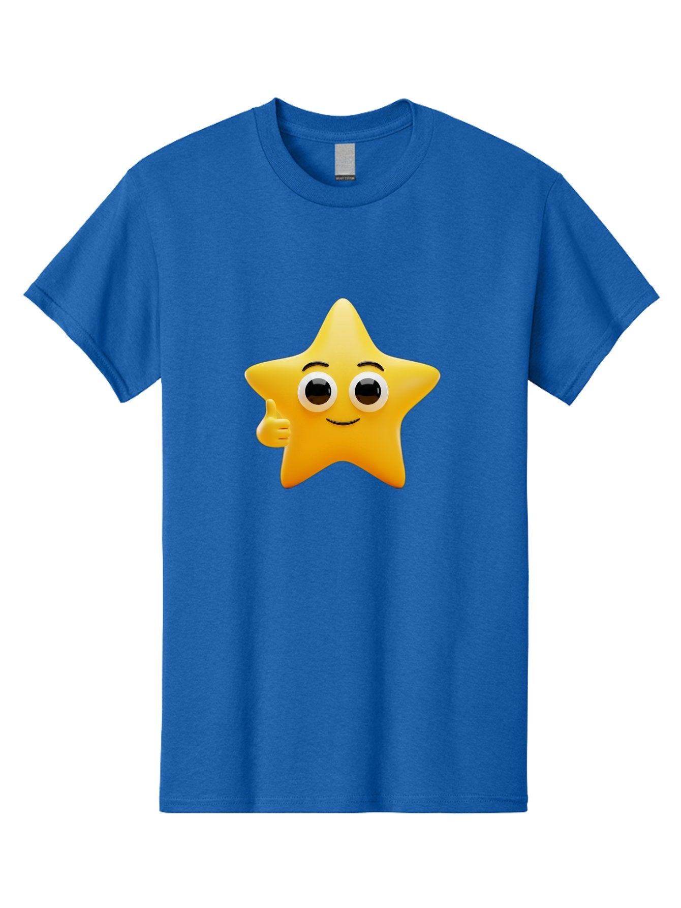Thumbs-Up-Star Men'S Graphic Tee, 100% Cotton, Comfortable Casual Summer Wear, Machine Washable, Cartoon Star, Thumbs Up Gesture, Smiling Face, Yellow Star Character, Approval Symbol, Friendly Emoji, Cute Mascot, Positive Attitude Bae800