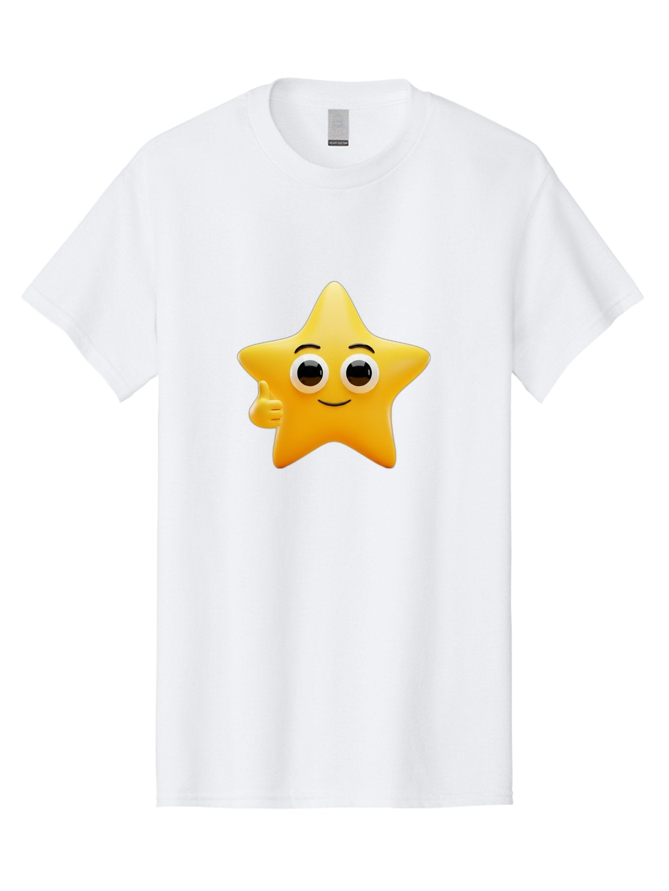 Thumbs-Up-Star Men'S Graphic Tee, 100% Cotton, Comfortable Casual Summer Wear, Machine Washable, Cartoon Star, Thumbs Up Gesture, Smiling Face, Yellow Star Character, Approval Symbol, Friendly Emoji, Cute Mascot, Positive Attitude Bae800 6