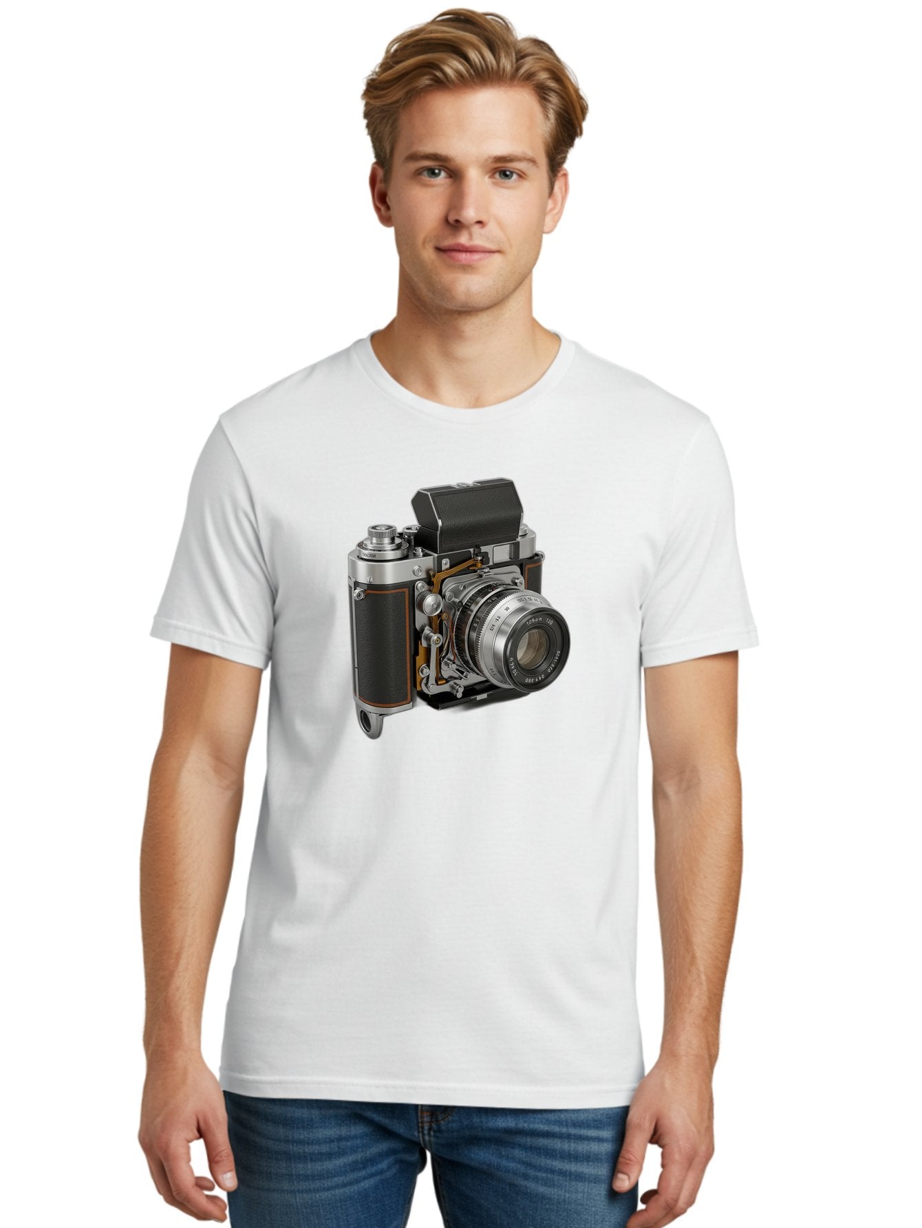 Triotar-Triotar-1-4-5-135 Men'S Graphic Tee, 100% Cotton, Comfortable Casual Summer Wear, Machine Washable, Vintage Camera, Classic Photography, Triotar 50Mm F/2.8 Lens, Retro Camera Body, Antique Camera Equipment, Photography Accessories, Bae803 29