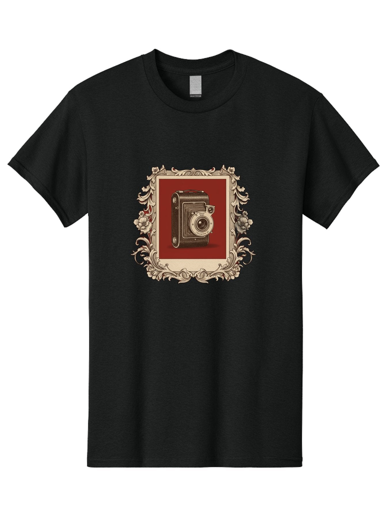 Vintage-Camera-1 Men'S Graphic Tee, 100% Cotton, Comfortable Casual Summer Wear, Machine Washable, Vintage Camera, Ornate Frame, Floral Design, Old-Fashioned Photography, Antique Style, Camera Equipment, Retro Aesthetic, Classic Lens Bae804 3
