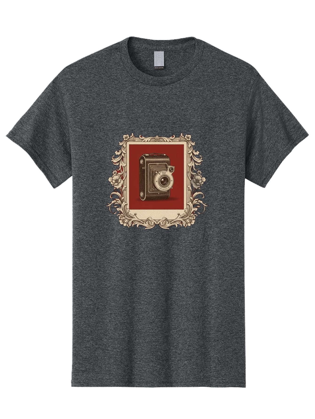 Vintage-Camera-1 Men'S Graphic Tee, 100% Cotton, Comfortable Casual Summer Wear, Machine Washable, Vintage Camera, Ornate Frame, Floral Design, Old-Fashioned Photography, Antique Style, Camera Equipment, Retro Aesthetic, Classic Lens Bae804 14