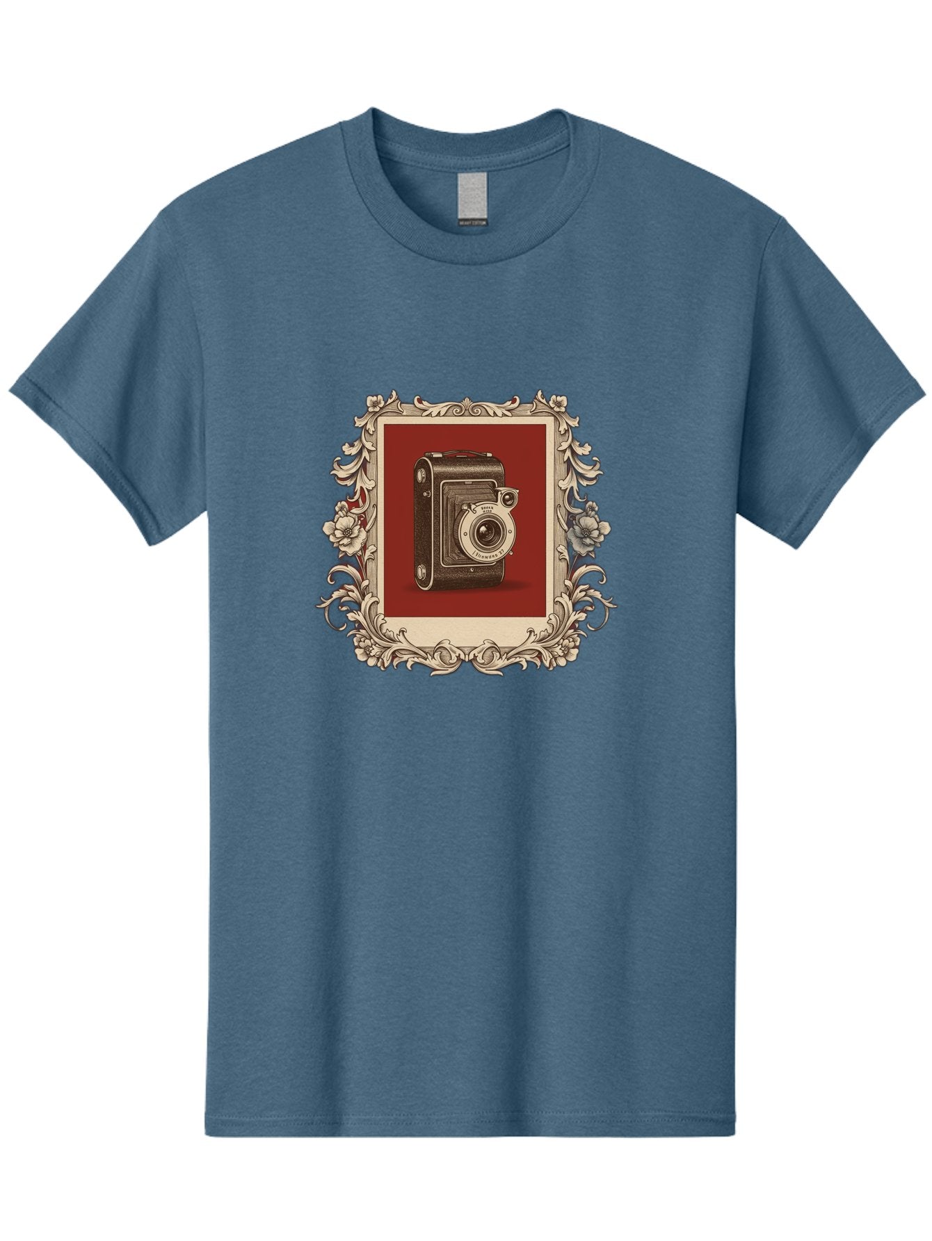 Vintage-Camera-1 Men'S Graphic Tee, 100% Cotton, Comfortable Casual Summer Wear, Machine Washable, Vintage Camera, Ornate Frame, Floral Design, Old-Fashioned Photography, Antique Style, Camera Equipment, Retro Aesthetic, Classic Lens Bae804 6