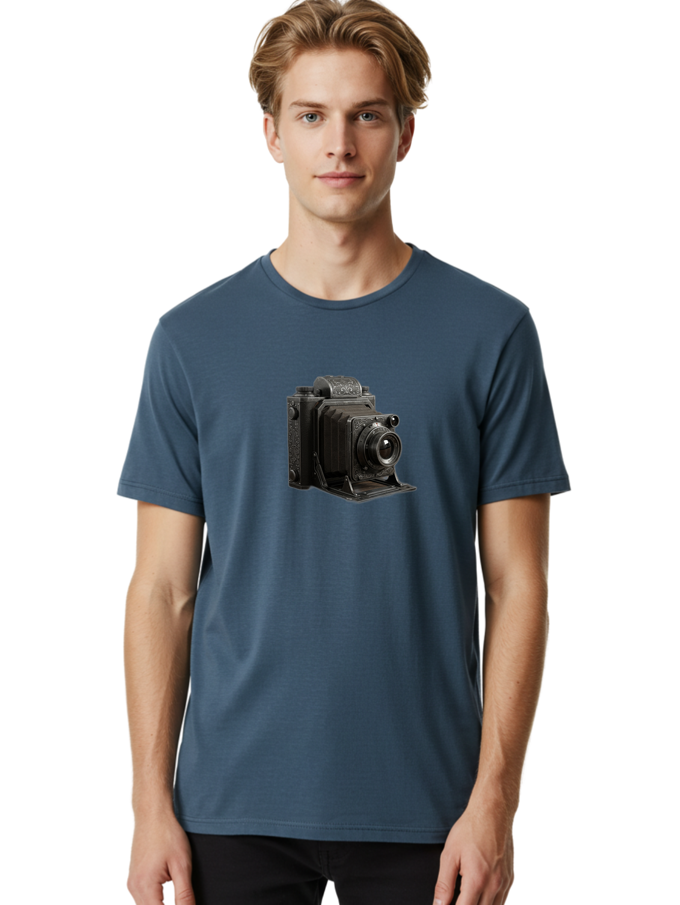 Vintage-Camera-6 Men'S Graphic Tee, 100% Cotton, Comfortable Casual Summer Wear, Machine Washable, Vintage Camera, Antique Photography, Classic Camera Design, Old-Fashioned Photography Equipment, Retro Camera, Historical Camera, Black Camera Bae810 24