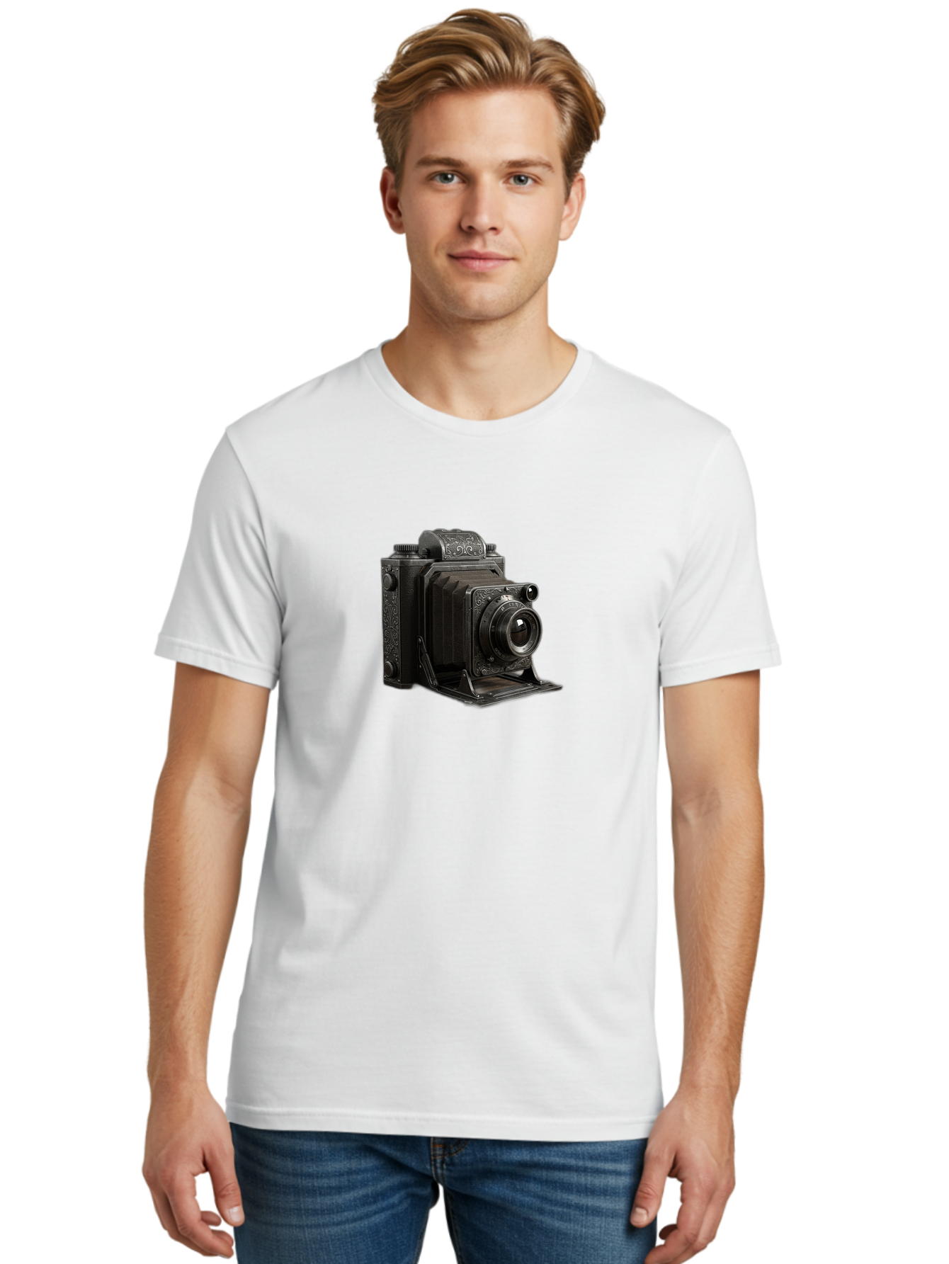 Vintage-Camera-6 Men'S Graphic Tee, 100% Cotton, Comfortable Casual Summer Wear, Machine Washable, Vintage Camera, Antique Photography, Classic Camera Design, Old-Fashioned Photography Equipment, Retro Camera, Historical Camera, Black Camera Bae810 18