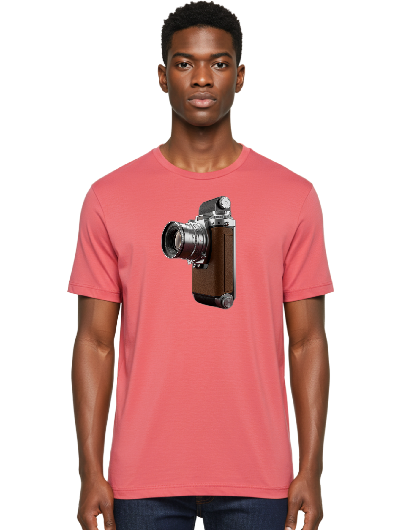 Vintage-Camera-8 Men'S Graphic Tee, 100% Cotton, Comfortable Casual Summer Wear, Machine Washable, Retro Camera, Old Photography Equipment, Classic Design, Film Camera, Lens, Brown Body, Silver Accents, Photography History, Nostalgic Feel, Bae812 30