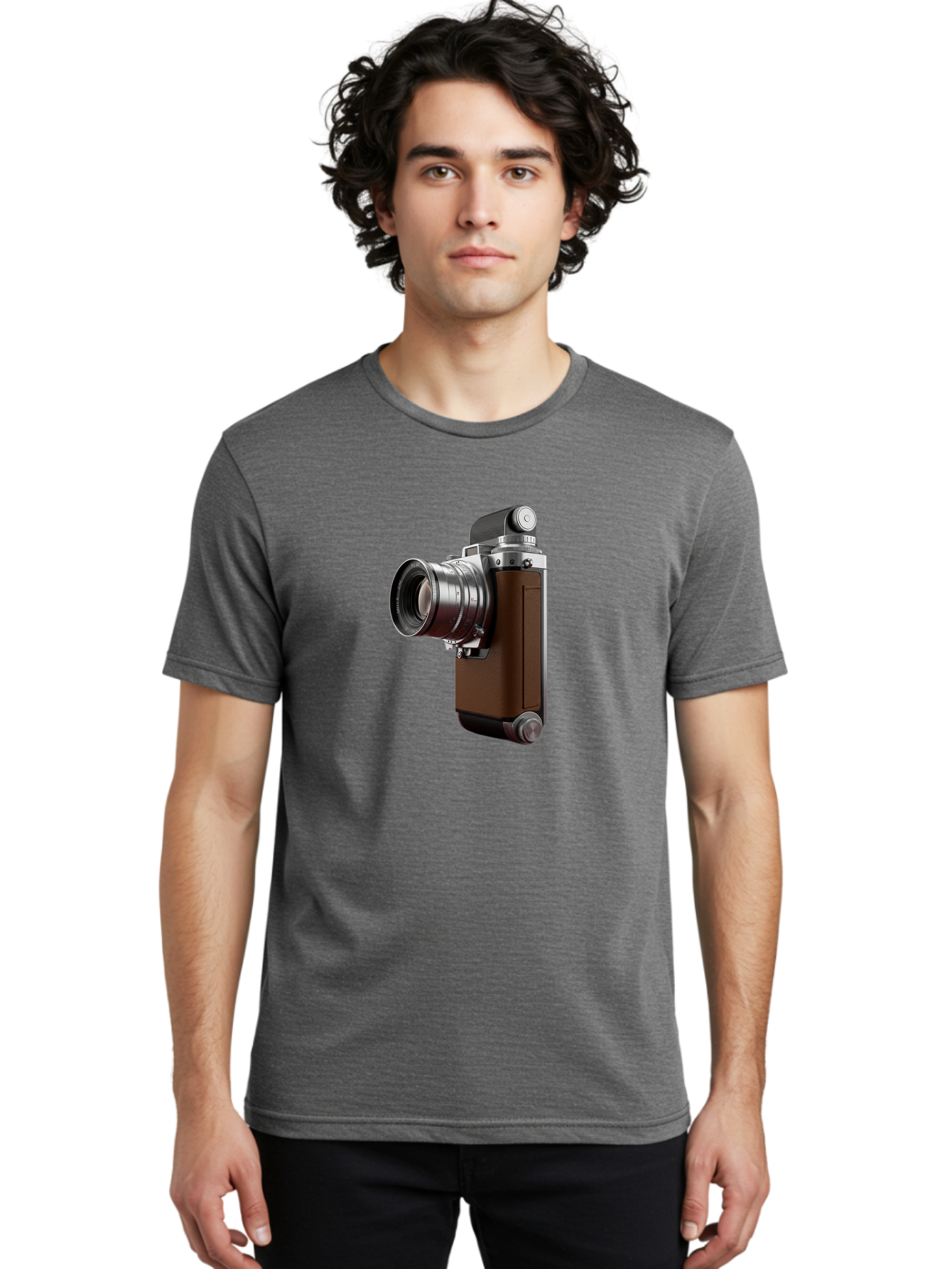 Vintage-Camera-8 Men'S Graphic Tee, 100% Cotton, Comfortable Casual Summer Wear, Machine Washable, Retro Camera, Old Photography Equipment, Classic Design, Film Camera, Lens, Brown Body, Silver Accents, Photography History, Nostalgic Feel, Bae812 26