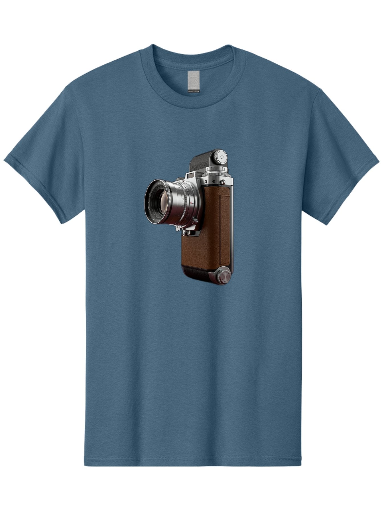 Vintage-Camera-8 Men'S Graphic Tee, 100% Cotton, Comfortable Casual Summer Wear, Machine Washable, Retro Camera, Old Photography Equipment, Classic Design, Film Camera, Lens, Brown Body, Silver Accents, Photography History, Nostalgic Feel, Bae812
