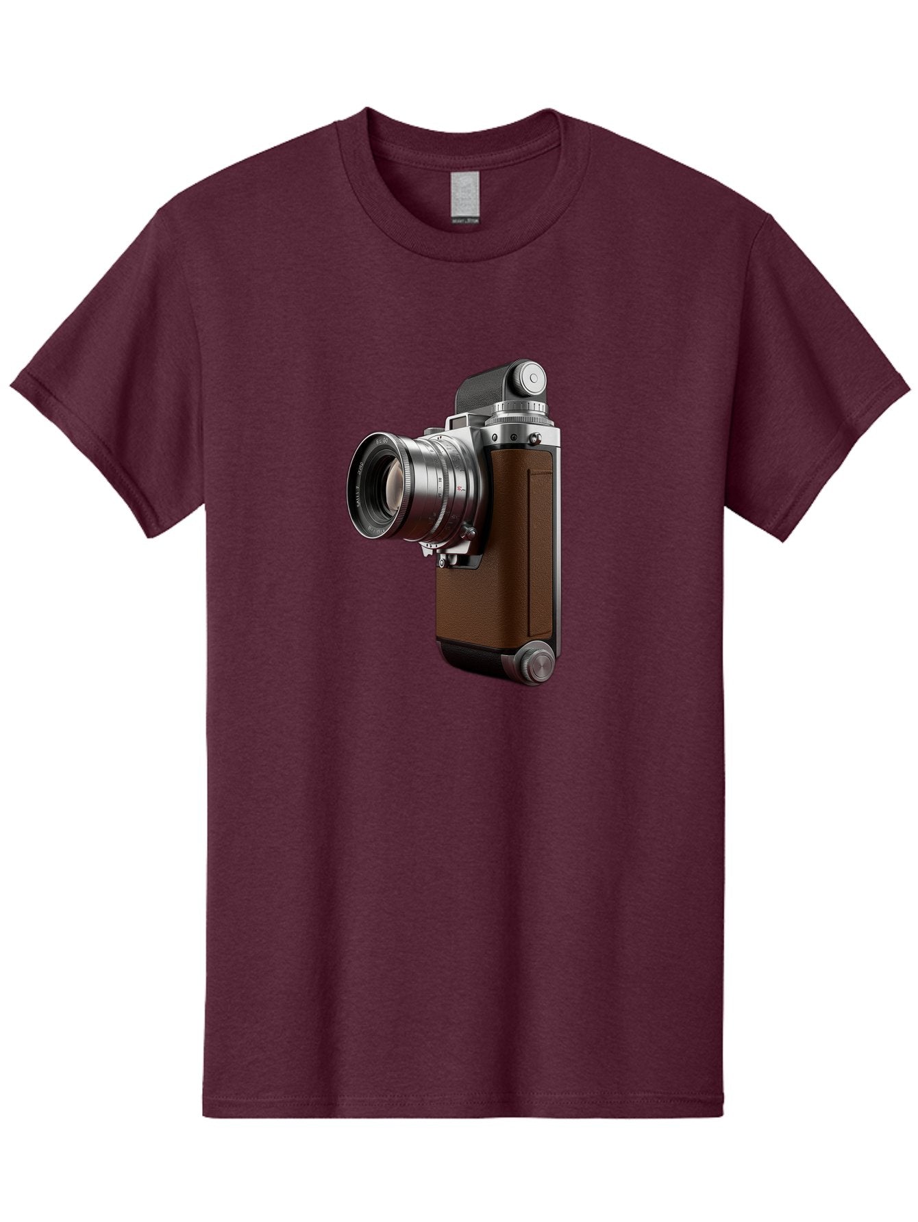 Vintage-Camera-8 Men'S Graphic Tee, 100% Cotton, Comfortable Casual Summer Wear, Machine Washable, Retro Camera, Old Photography Equipment, Classic Design, Film Camera, Lens, Brown Body, Silver Accents, Photography History, Nostalgic Feel, Bae812 6