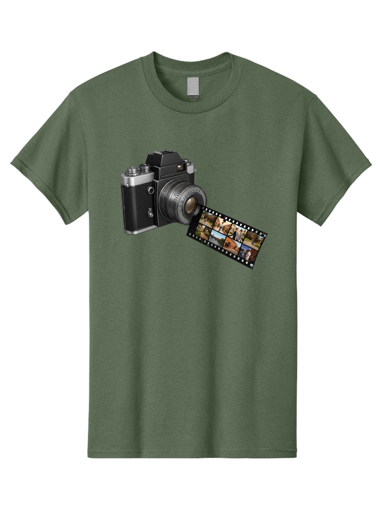 Vintage-Camera-With-Film-Strip Men'S Graphic Tee, 100% Cotton, Comfortable Casual Summer Wear, Machine Washable, Vintage Camera, Film Strip, Photography, Retro Style, Analog Photography, Camera Lens, Photographic Film, Travel Scenes, Bae814 15