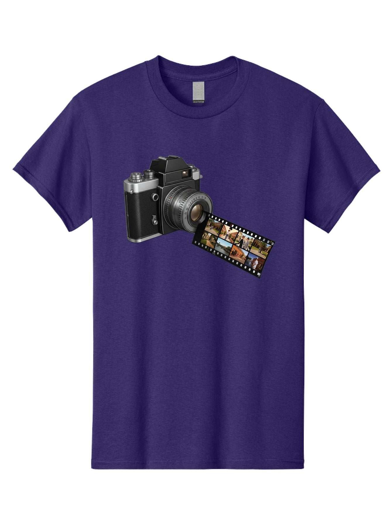 Vintage-Camera-With-Film-Strip Men'S Graphic Tee, 100% Cotton, Comfortable Casual Summer Wear, Machine Washable, Vintage Camera, Film Strip, Photography, Retro Style, Analog Photography, Camera Lens, Photographic Film, Travel Scenes, Bae814 9