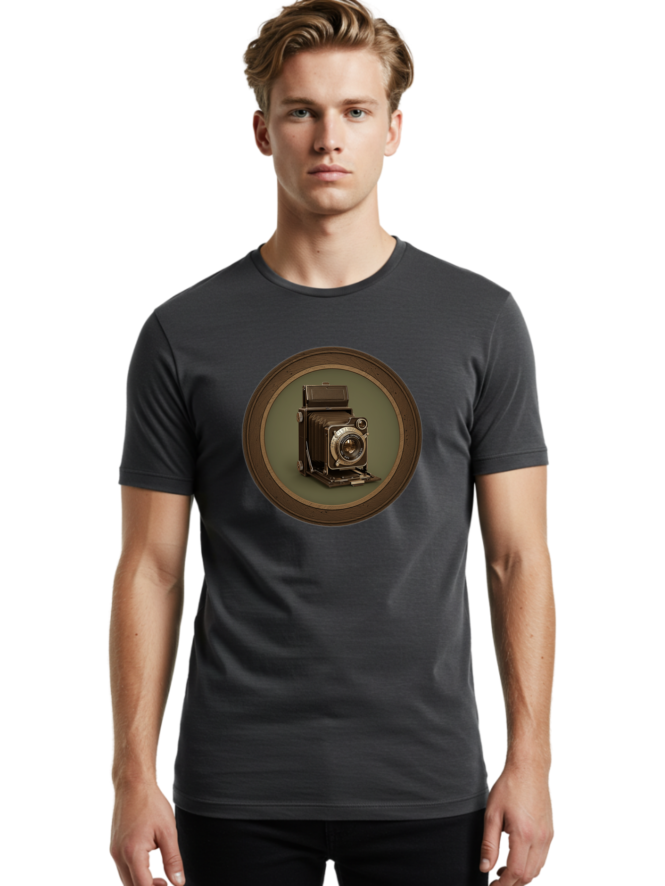 Vintage-Camera Men'S Graphic Tee, 100% Cotton, Comfortable Casual Summer Wear, Machine Washable, Vintage Camera, Antique Photography Equipment, Classic Camera Design, Retro Style, Old-Fashioned Lens, Nostalgic Photography, Timeless Art, Bae815 19