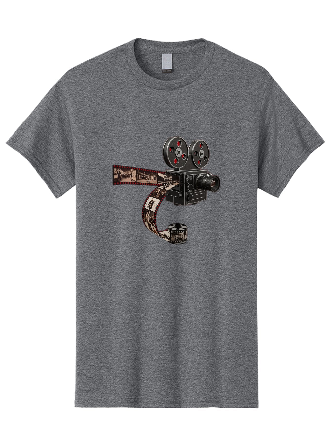 Vintage-Film-Camera Men'S Graphic Tee, 100% Cotton, Comfortable Casual Summer Wear, Machine Washable, Vintage Film Camera, Classic Cinematography, Film Reel, Movie Making, Film Strip, Black And White Images, Retro Photography, Cinematic Style Bae816 5