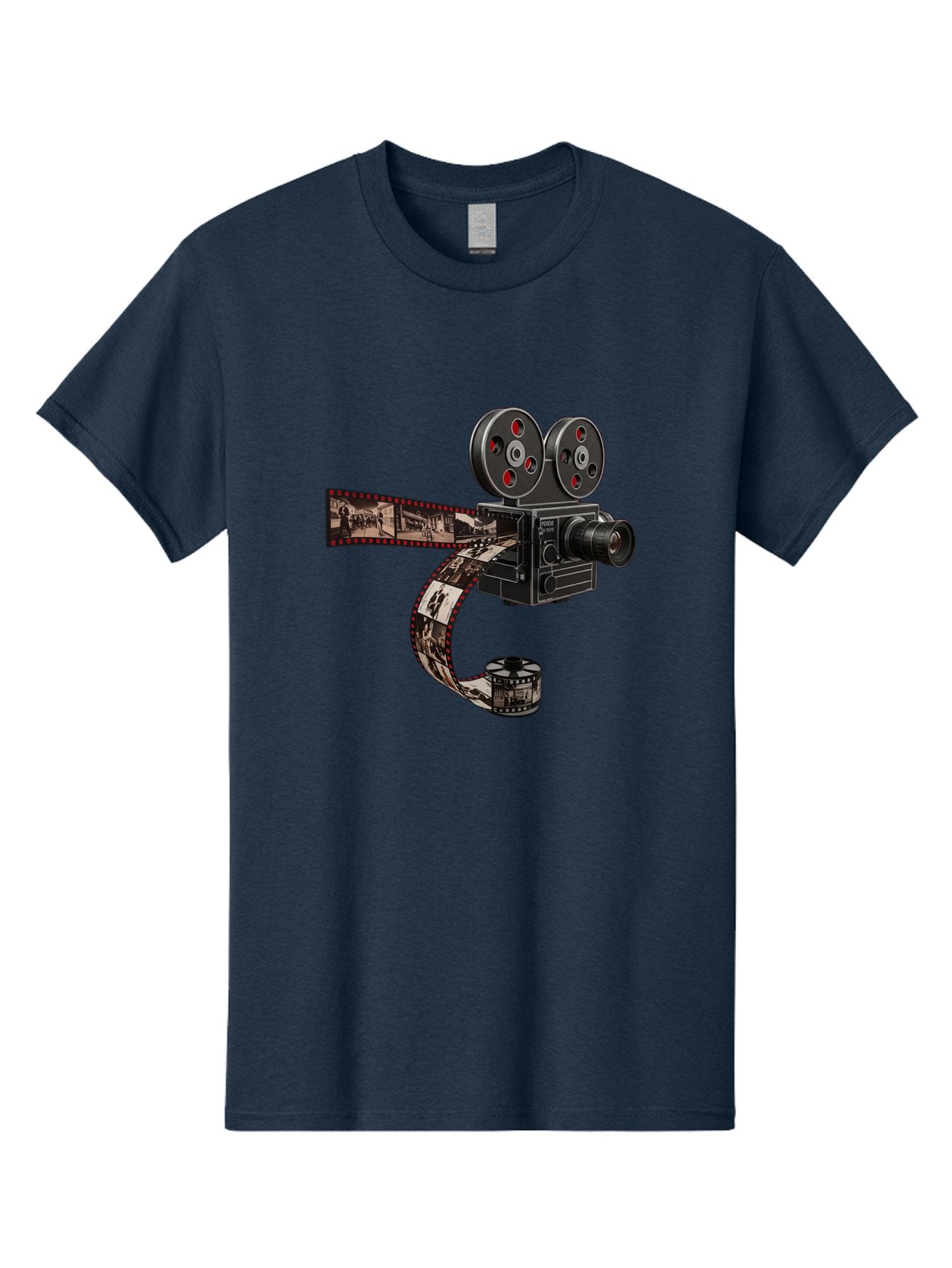 Vintage-Film-Camera Men'S Graphic Tee, 100% Cotton, Comfortable Casual Summer Wear, Machine Washable, Vintage Film Camera, Classic Cinematography, Film Reel, Movie Making, Film Strip, Black And White Images, Retro Photography, Cinematic Style Bae816 8