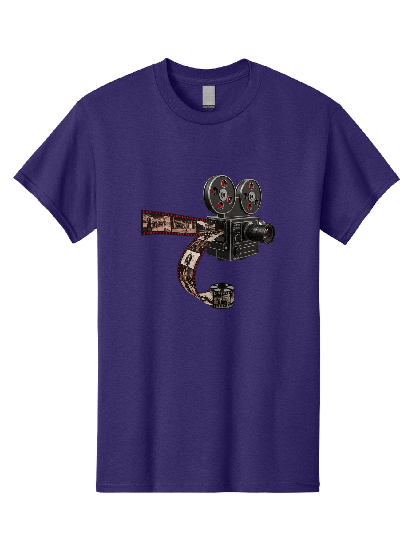 Vintage-Film-Camera Men'S Graphic Tee, 100% Cotton, Comfortable Casual Summer Wear, Machine Washable, Vintage Film Camera, Classic Cinematography, Film Reel, Movie Making, Film Strip, Black And White Images, Retro Photography, Cinematic Style Bae816