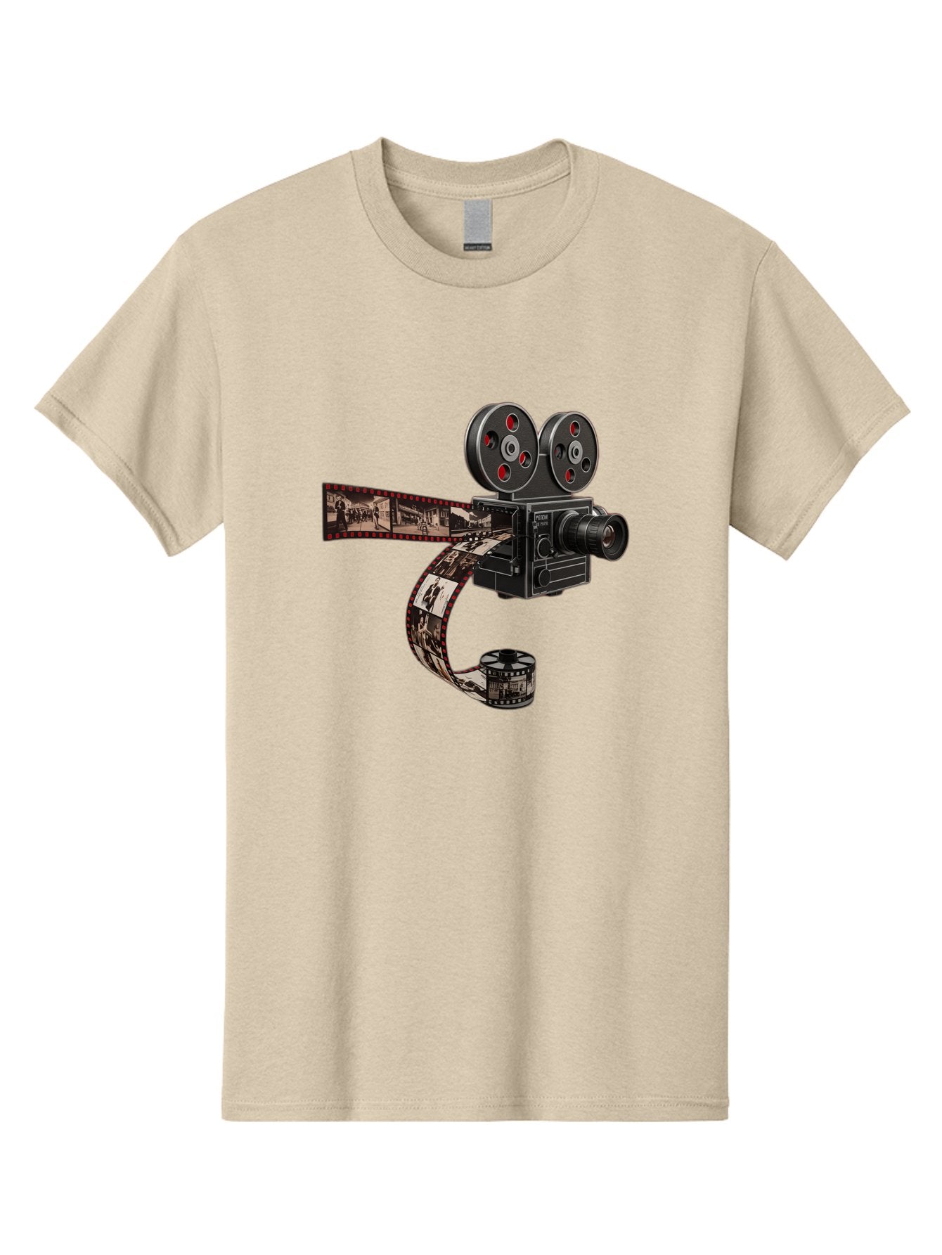 Vintage-Film-Camera Men'S Graphic Tee, 100% Cotton, Comfortable Casual Summer Wear, Machine Washable, Vintage Film Camera, Classic Cinematography, Film Reel, Movie Making, Film Strip, Black And White Images, Retro Photography, Cinematic Style Bae816 7