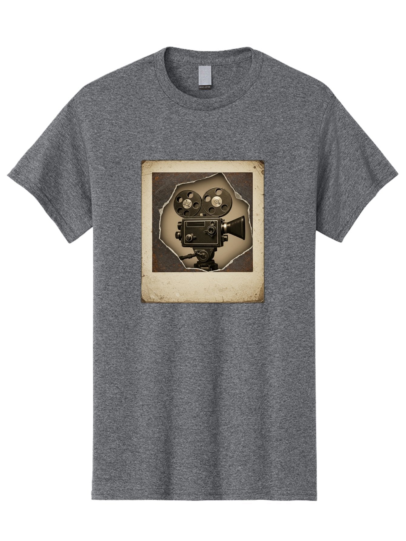 Vintage-Movie-Camera Men'S Graphic Tee, 100% Cotton, Comfortable Casual Summer Wear, Machine Washable, Vintage Movie Camera, Film Reels, Retro Filmmaking, Cinematography, Nostalgic, Classic Cinema, Old Movie Equipment, Filmmaking Accessories Bae817