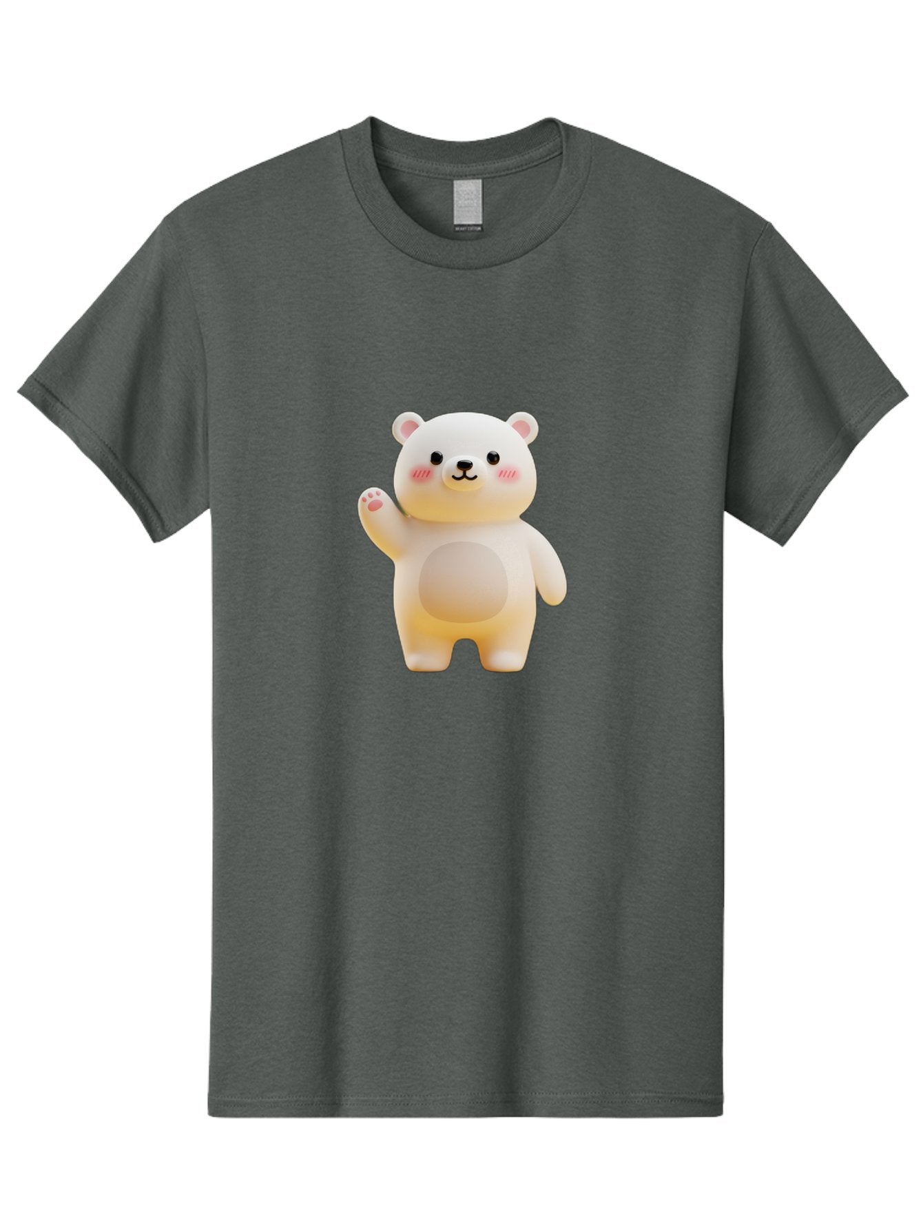 White-Bear-1 Men'S Graphic Tee, 100% Cotton, Comfortable Casual Summer Wear, Machine Washable, Cute Cartoon Bear, White Bear Figurine, Smiling Face, Waving Hand, Soft Toy, Kawaii Character, Nursery Decoration, Plushie, Adorable Animal, Bae819 8