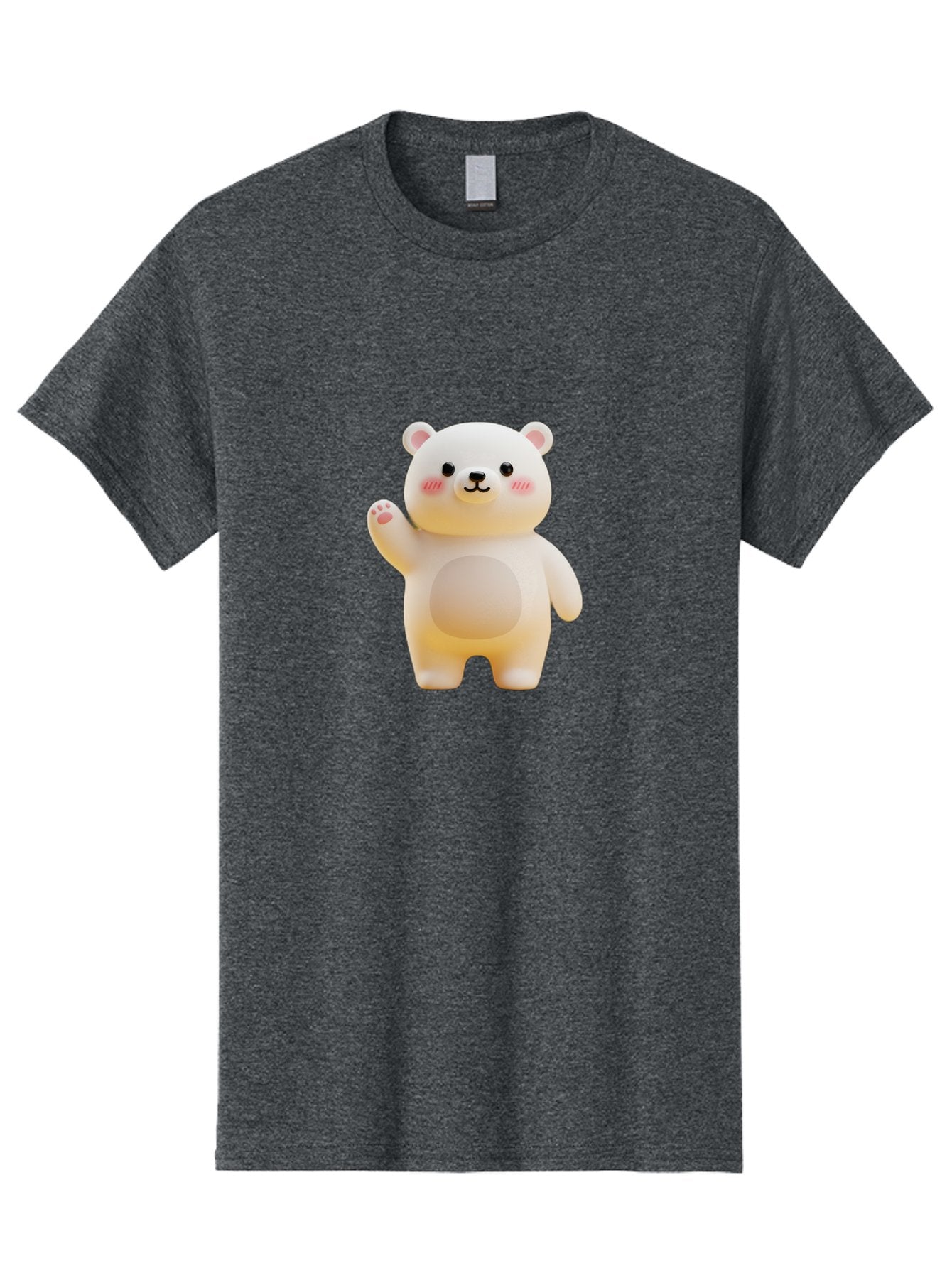 White-Bear-1 Men'S Graphic Tee, 100% Cotton, Comfortable Casual Summer Wear, Machine Washable, Cute Cartoon Bear, White Bear Figurine, Smiling Face, Waving Hand, Soft Toy, Kawaii Character, Nursery Decoration, Plushie, Adorable Animal, Bae819 4