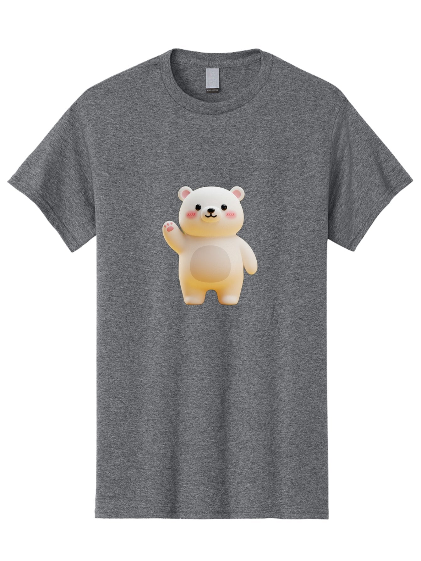 White-Bear-1 Men'S Graphic Tee, 100% Cotton, Comfortable Casual Summer Wear, Machine Washable, Cute Cartoon Bear, White Bear Figurine, Smiling Face, Waving Hand, Soft Toy, Kawaii Character, Nursery Decoration, Plushie, Adorable Animal, Bae819 7