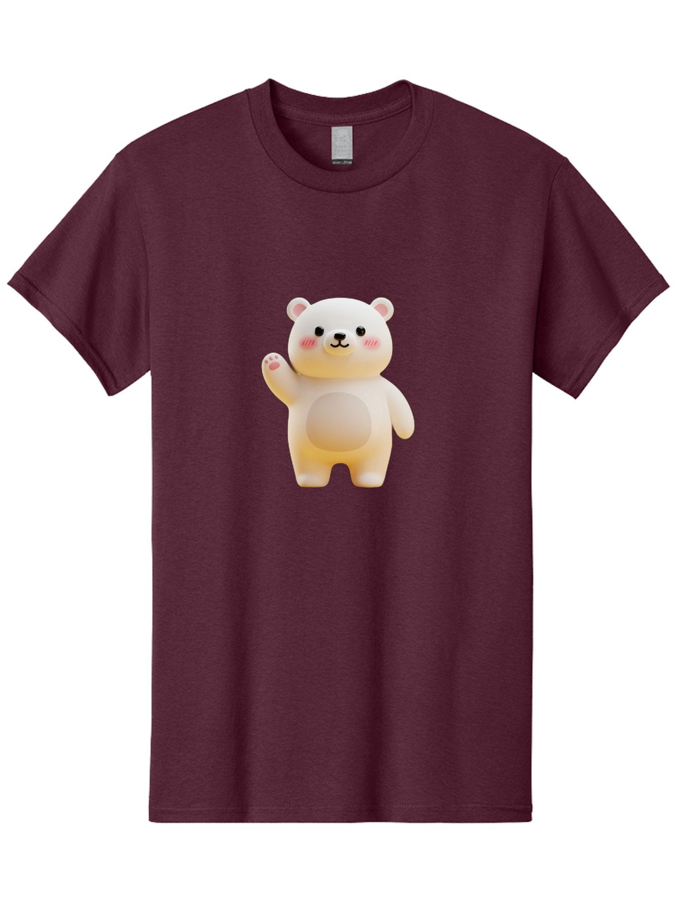 White-Bear-1 Men'S Graphic Tee, 100% Cotton, Comfortable Casual Summer Wear, Machine Washable, Cute Cartoon Bear, White Bear Figurine, Smiling Face, Waving Hand, Soft Toy, Kawaii Character, Nursery Decoration, Plushie, Adorable Animal, Bae819 11