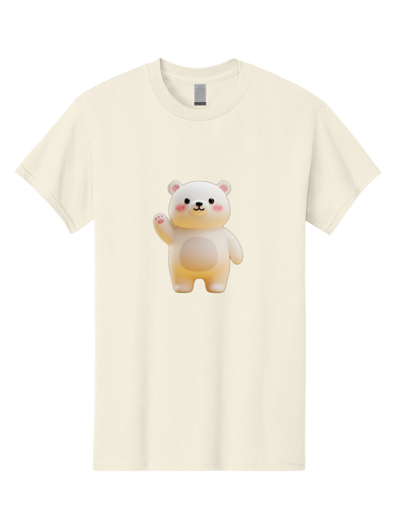 White-Bear-1 Men'S Graphic Tee, 100% Cotton, Comfortable Casual Summer Wear, Machine Washable, Cute Cartoon Bear, White Bear Figurine, Smiling Face, Waving Hand, Soft Toy, Kawaii Character, Nursery Decoration, Plushie, Adorable Animal, Bae819 13