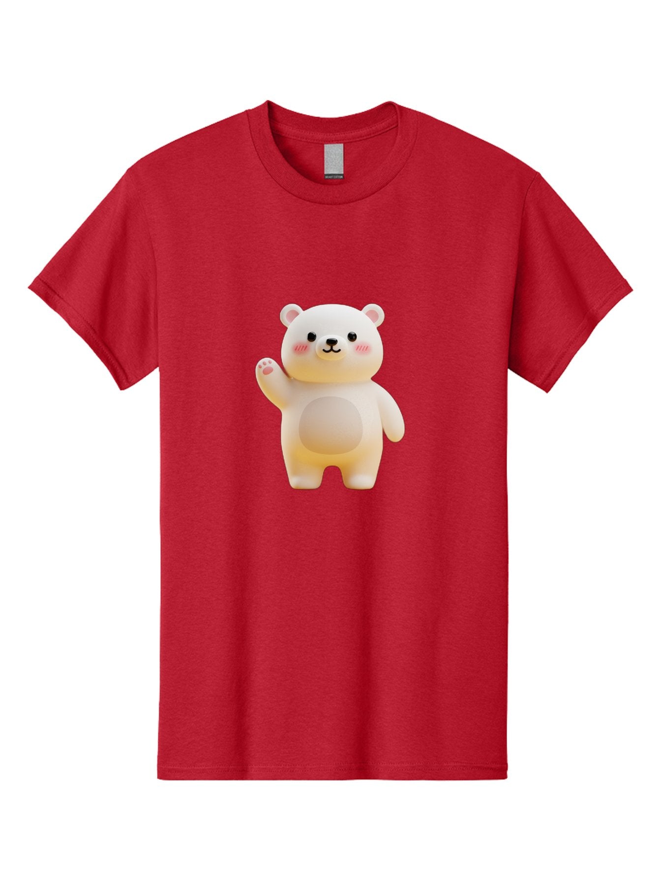 White-Bear-1 Men'S Graphic Tee, 100% Cotton, Comfortable Casual Summer Wear, Machine Washable, Cute Cartoon Bear, White Bear Figurine, Smiling Face, Waving Hand, Soft Toy, Kawaii Character, Nursery Decoration, Plushie, Adorable Animal, Bae819 14