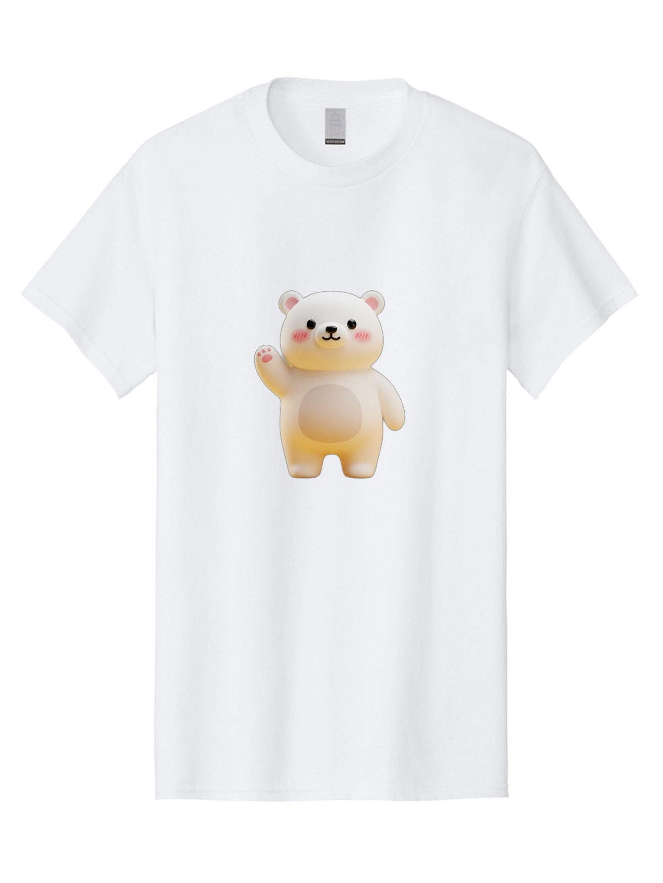White-Bear-1 Men'S Graphic Tee, 100% Cotton, Comfortable Casual Summer Wear, Machine Washable, Cute Cartoon Bear, White Bear Figurine, Smiling Face, Waving Hand, Soft Toy, Kawaii Character, Nursery Decoration, Plushie, Adorable Animal, Bae819 12