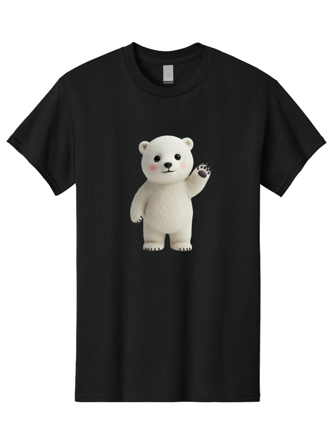 White-Bear Men'S Graphic Tee, 100% Cotton, Comfortable Casual Summer Wear, Machine Washable, Cute Polar Bear, Cartoon Character, Fluffy White Fur, Friendly Gesture, Waving Paw, Adorable Expression, 3D Rendering, Digital Art, Cartoon Style, Bae820 14