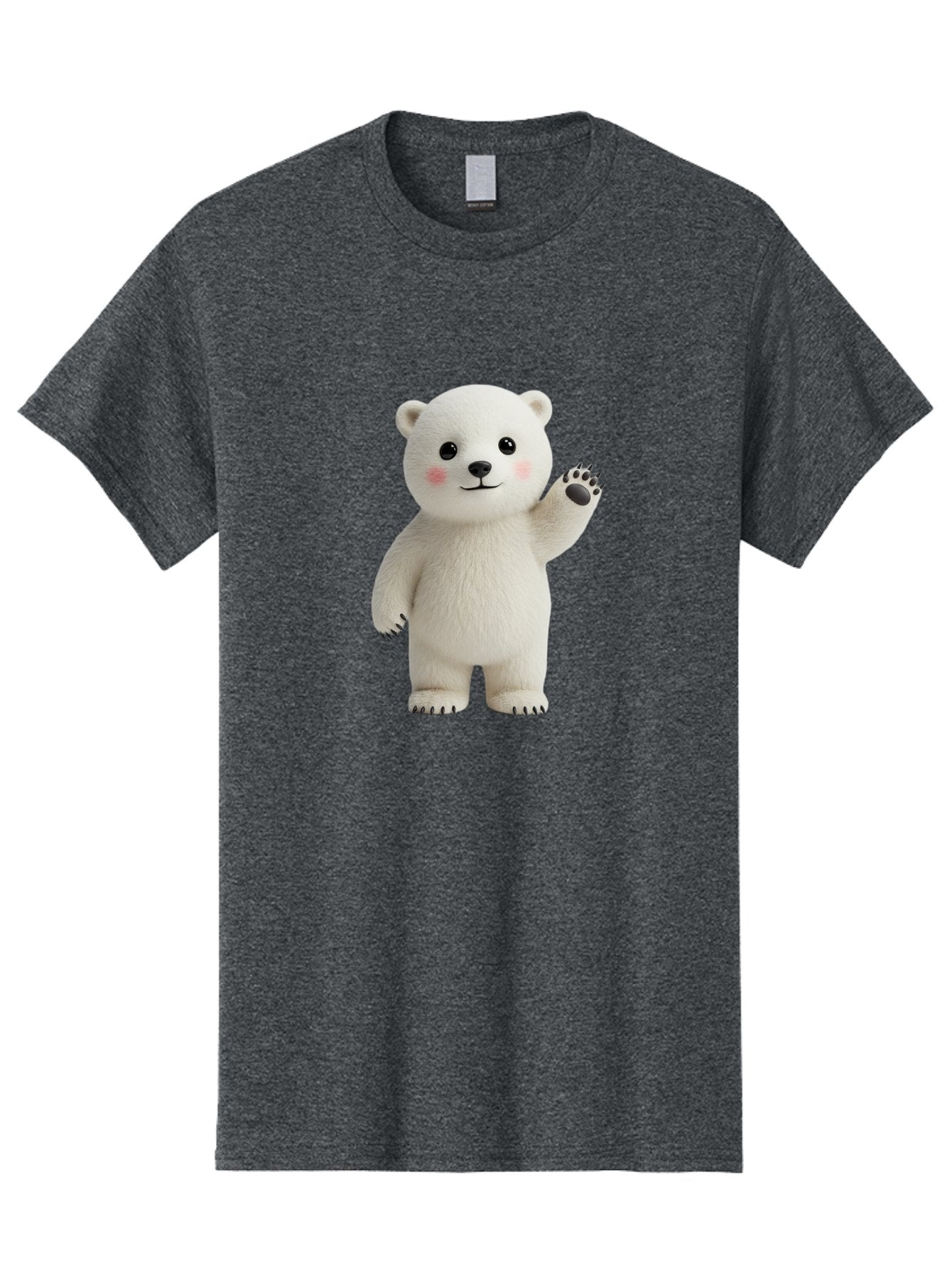 White-Bear Men'S Graphic Tee, 100% Cotton, Comfortable Casual Summer Wear, Machine Washable, Cute Polar Bear, Cartoon Character, Fluffy White Fur, Friendly Gesture, Waving Paw, Adorable Expression, 3D Rendering, Digital Art, Cartoon Style, Bae820 10