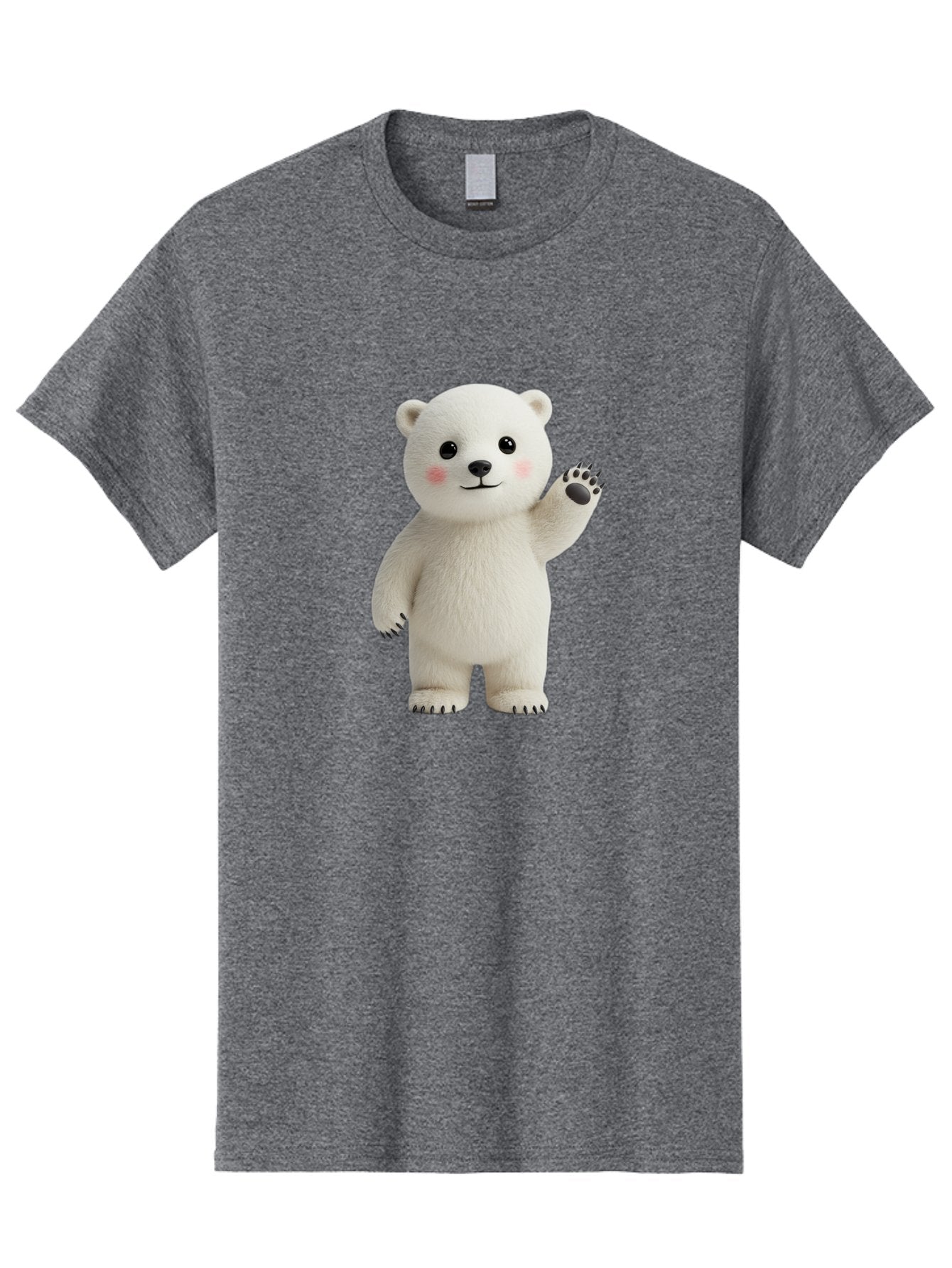 White-Bear Men'S Graphic Tee, 100% Cotton, Comfortable Casual Summer Wear, Machine Washable, Cute Polar Bear, Cartoon Character, Fluffy White Fur, Friendly Gesture, Waving Paw, Adorable Expression, 3D Rendering, Digital Art, Cartoon Style, Bae820 15