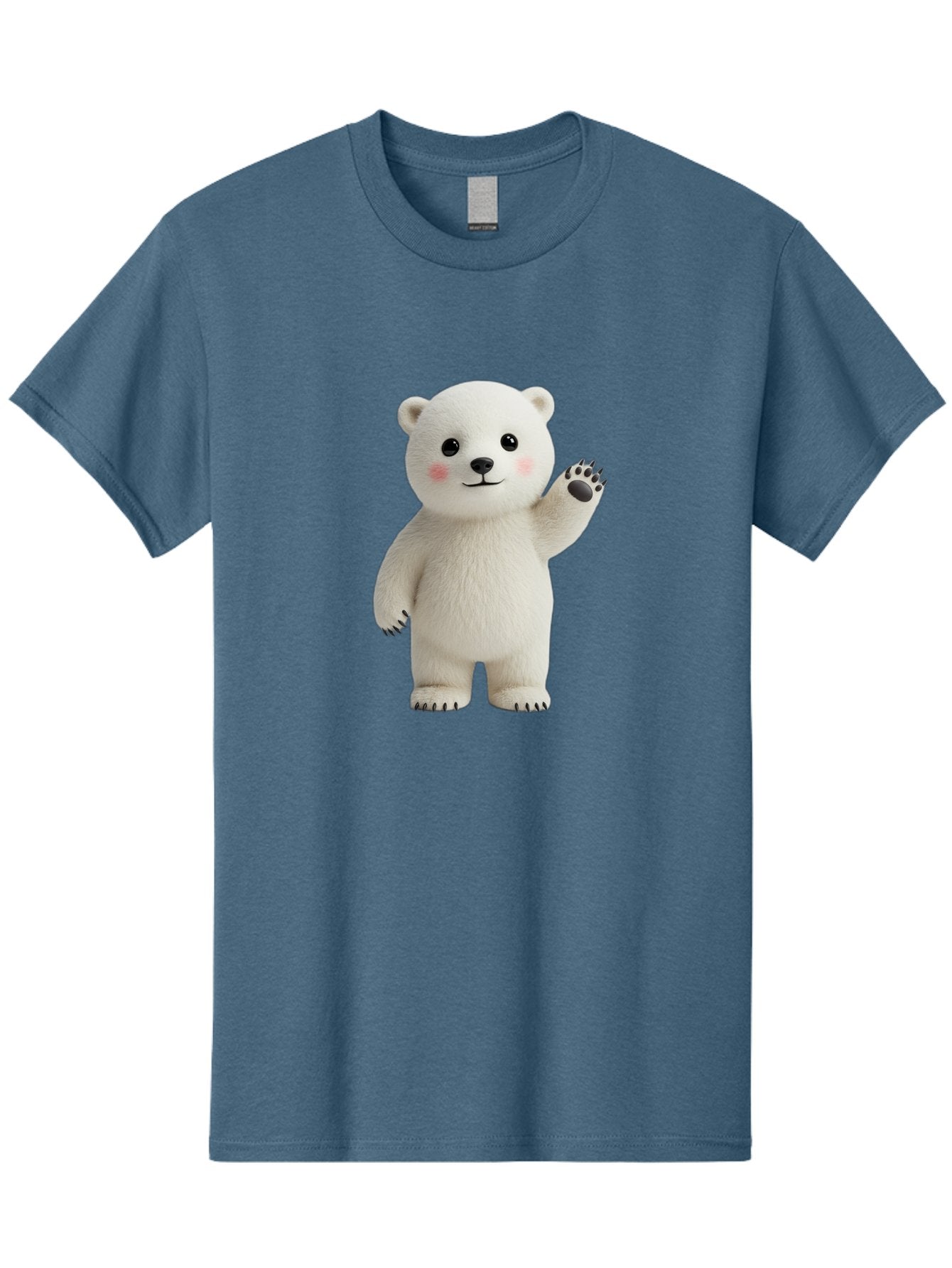 White-Bear Men'S Graphic Tee, 100% Cotton, Comfortable Casual Summer Wear, Machine Washable, Cute Polar Bear, Cartoon Character, Fluffy White Fur, Friendly Gesture, Waving Paw, Adorable Expression, 3D Rendering, Digital Art, Cartoon Style, Bae820 11
