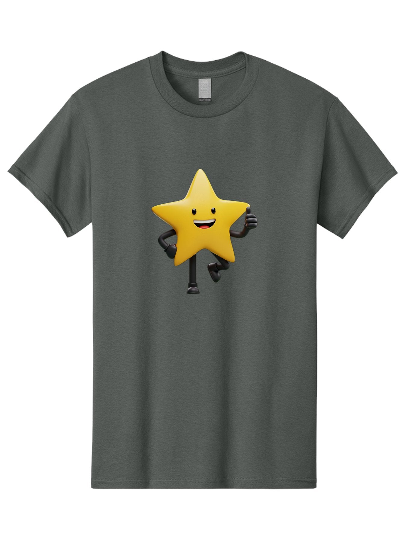 Yellow-Star Men'S Graphic Tee, 100% Cotton, Comfortable Casual Summer Wear, Machine Washable, Cartoon Star, Yellow Star, Smiling Face, Happy Expression, Stick Legs, Animated Character, Funny Star, Cartoon Graphics, Character Design, Bae821 8