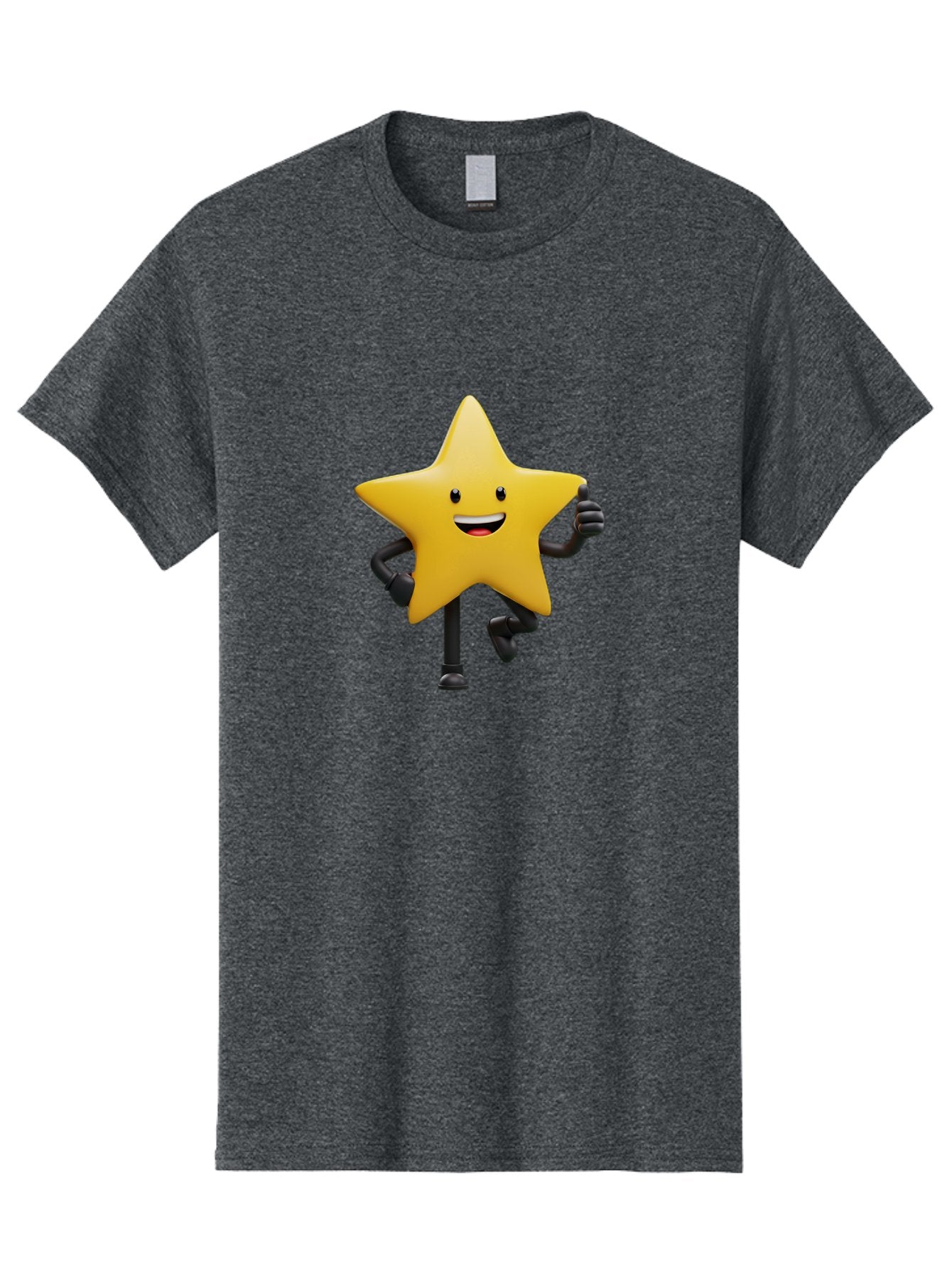 Yellow-Star Men'S Graphic Tee, 100% Cotton, Comfortable Casual Summer Wear, Machine Washable, Cartoon Star, Yellow Star, Smiling Face, Happy Expression, Stick Legs, Animated Character, Funny Star, Cartoon Graphics, Character Design, Bae821 14