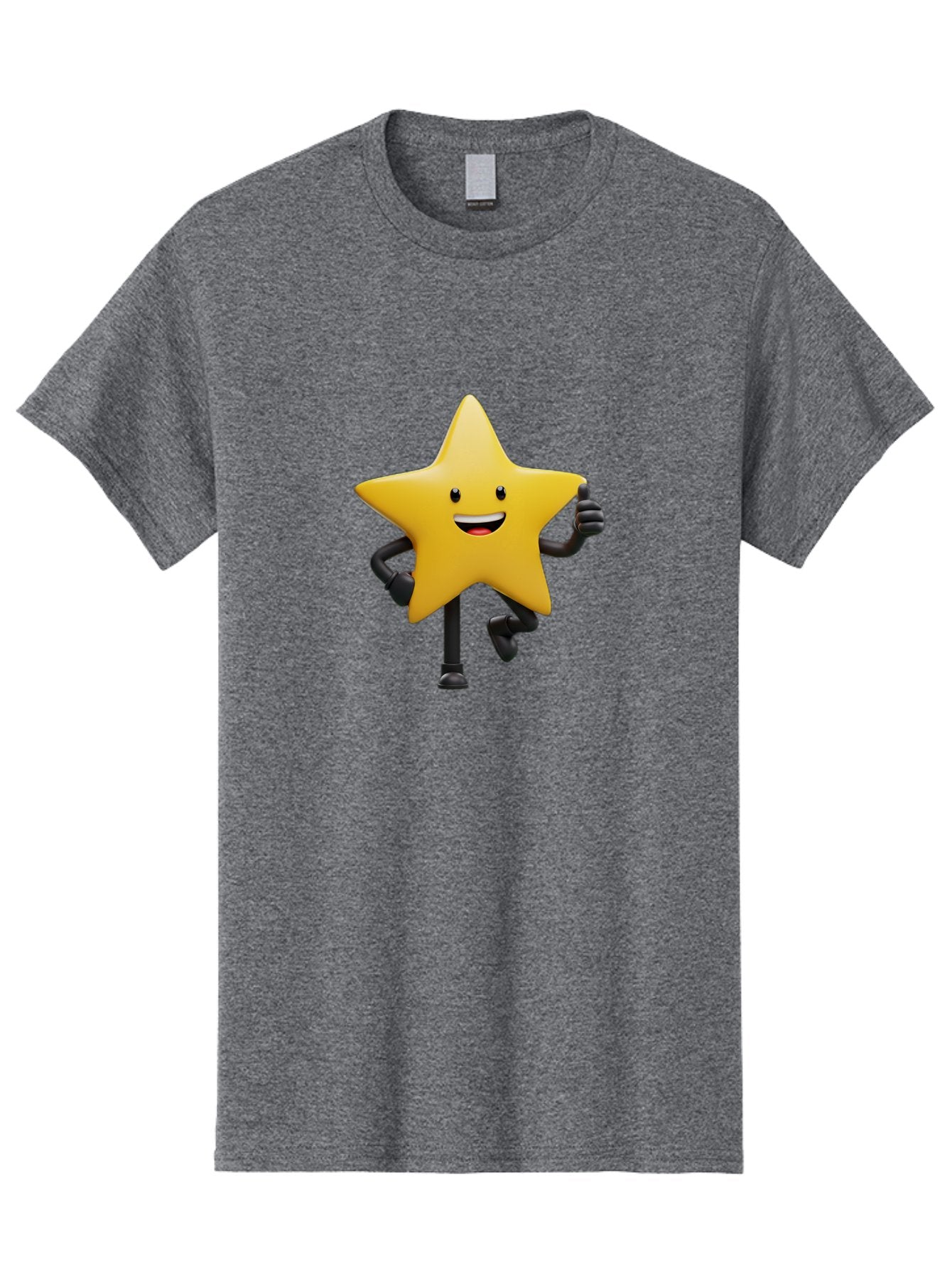 Yellow-Star Men'S Graphic Tee, 100% Cotton, Comfortable Casual Summer Wear, Machine Washable, Cartoon Star, Yellow Star, Smiling Face, Happy Expression, Stick Legs, Animated Character, Funny Star, Cartoon Graphics, Character Design, Bae821 10