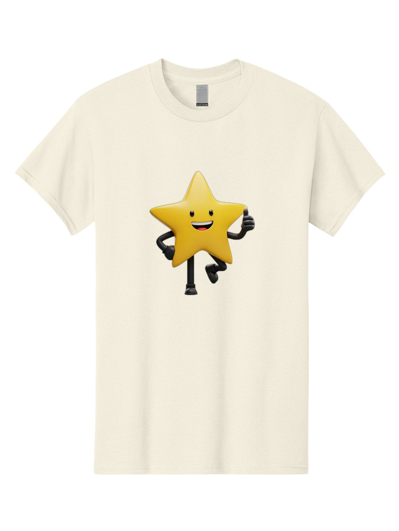 Yellow-Star Men'S Graphic Tee, 100% Cotton, Comfortable Casual Summer Wear, Machine Washable, Cartoon Star, Yellow Star, Smiling Face, Happy Expression, Stick Legs, Animated Character, Funny Star, Cartoon Graphics, Character Design, Bae821 15