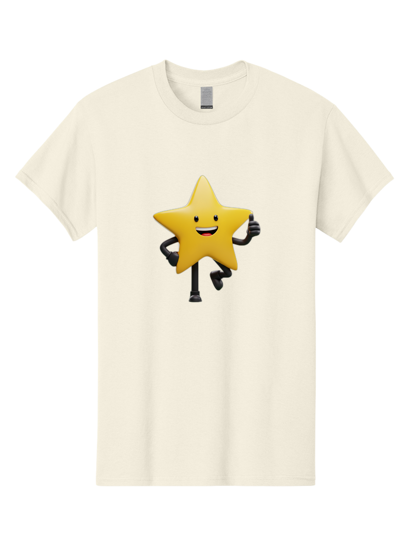 Yellow-Star Men'S Graphic Tee, 100% Cotton, Comfortable Casual Summer Wear, Machine Washable, Cartoon Star, Yellow Star, Smiling Face, Happy Expression, Stick Legs, Animated Character, Funny Star, Cartoon Graphics, Character Design, Bae821