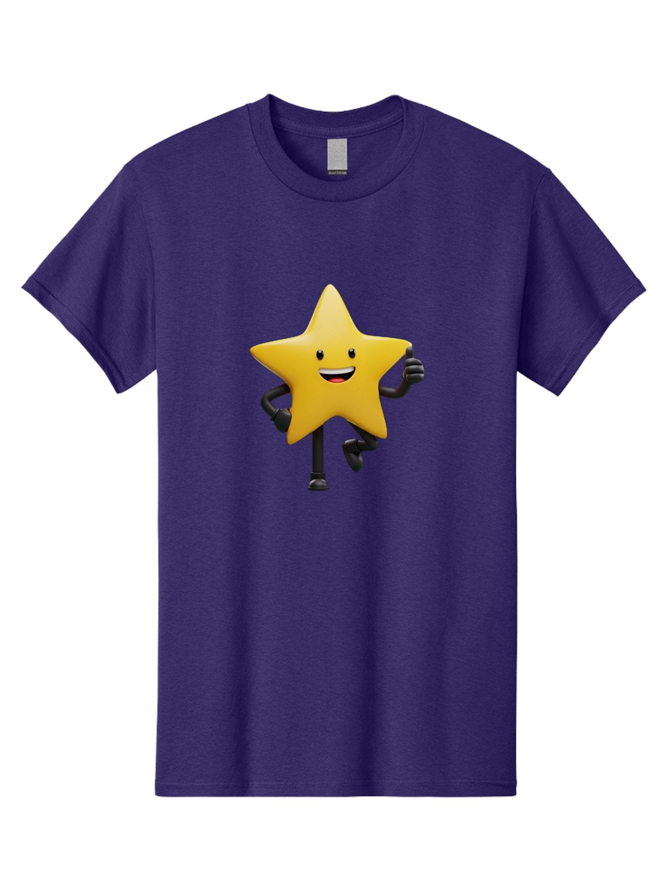 Yellow-Star Men'S Graphic Tee, 100% Cotton, Comfortable Casual Summer Wear, Machine Washable, Cartoon Star, Yellow Star, Smiling Face, Happy Expression, Stick Legs, Animated Character, Funny Star, Cartoon Graphics, Character Design, Bae821 6