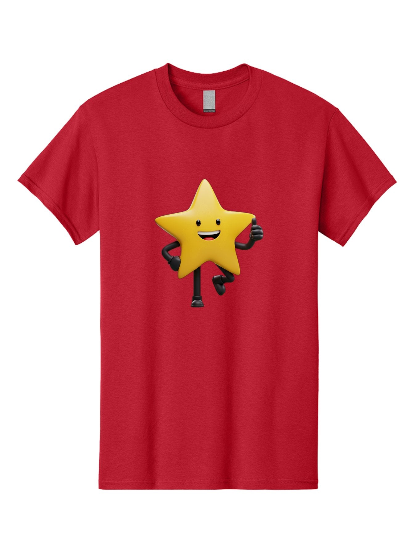 Yellow-Star Men'S Graphic Tee, 100% Cotton, Comfortable Casual Summer Wear, Machine Washable, Cartoon Star, Yellow Star, Smiling Face, Happy Expression, Stick Legs, Animated Character, Funny Star, Cartoon Graphics, Character Design, Bae821 3