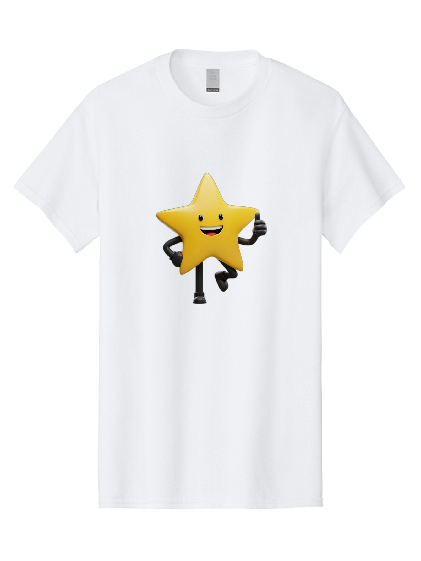 Yellow-Star Men'S Graphic Tee, 100% Cotton, Comfortable Casual Summer Wear, Machine Washable, Cartoon Star, Yellow Star, Smiling Face, Happy Expression, Stick Legs, Animated Character, Funny Star, Cartoon Graphics, Character Design, Bae821 11