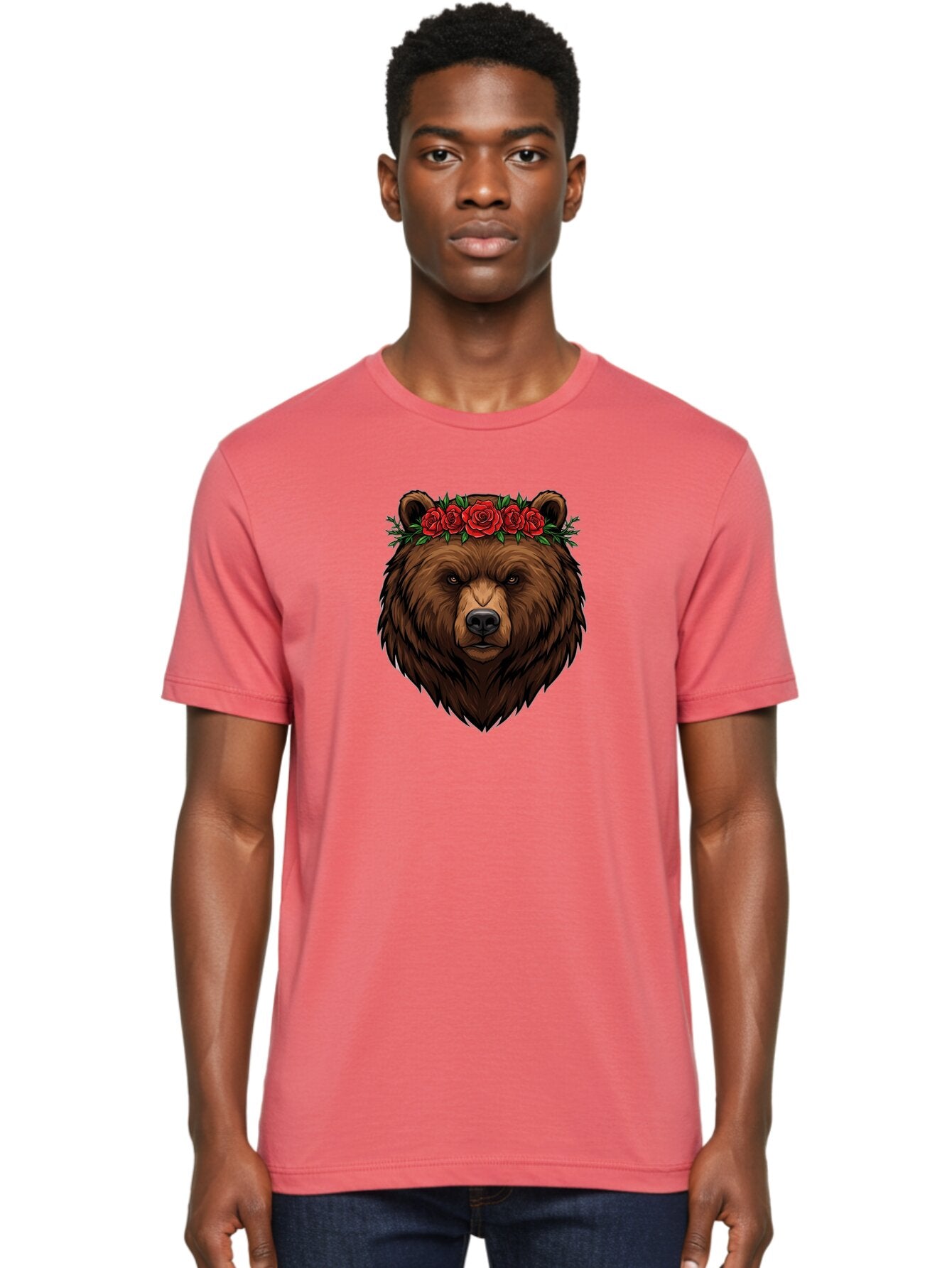 Bear-Head-With-Roses Men'S Graphic Tee, 100% Cotton, Comfortable Casual Summer Wear, Machine Washable, Vintage Camera, Old Camera, Antique Camera, Black Camera, Classic Photography, Photography Equipment, Nostalgic Device, Film Camera, Bae854 20