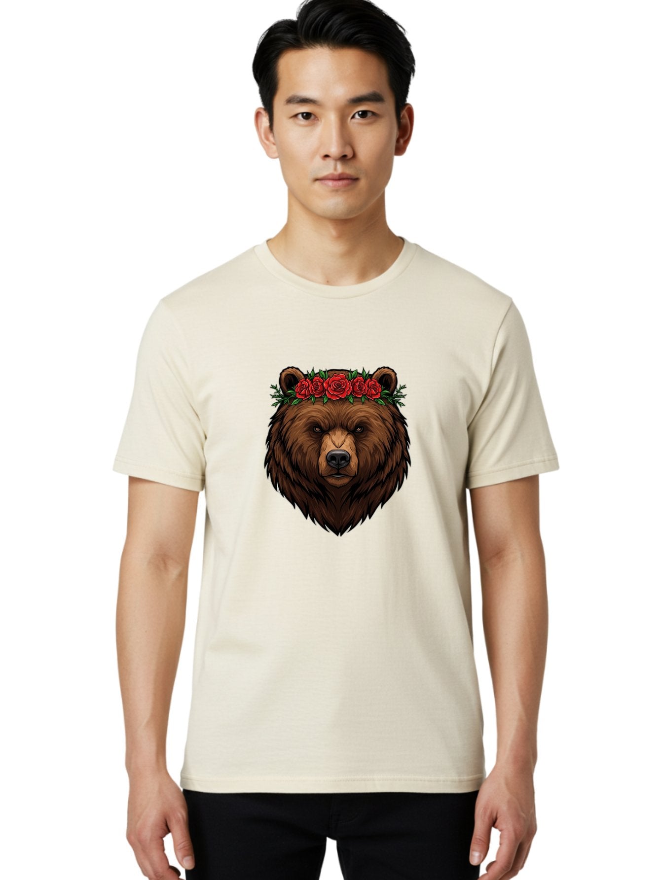 Bear-Head-With-Roses Men'S Graphic Tee, 100% Cotton, Comfortable Casual Summer Wear, Machine Washable, Vintage Camera, Old Camera, Antique Camera, Black Camera, Classic Photography, Photography Equipment, Nostalgic Device, Film Camera, Bae854 27