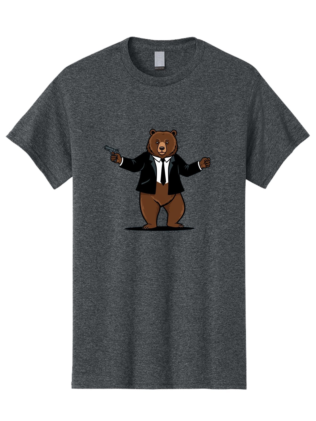 Bear-In-Suit-Holding-Gun Men'S Graphic Tee, 100% Cotton, Comfortable Casual Summer Wear, Machine Washable, Vintage Camera, Old Camera, Antique Camera, Black Camera, Classic Photography, Photography Equipment, Nostalgic Device, Film Camera, Bae859 10
