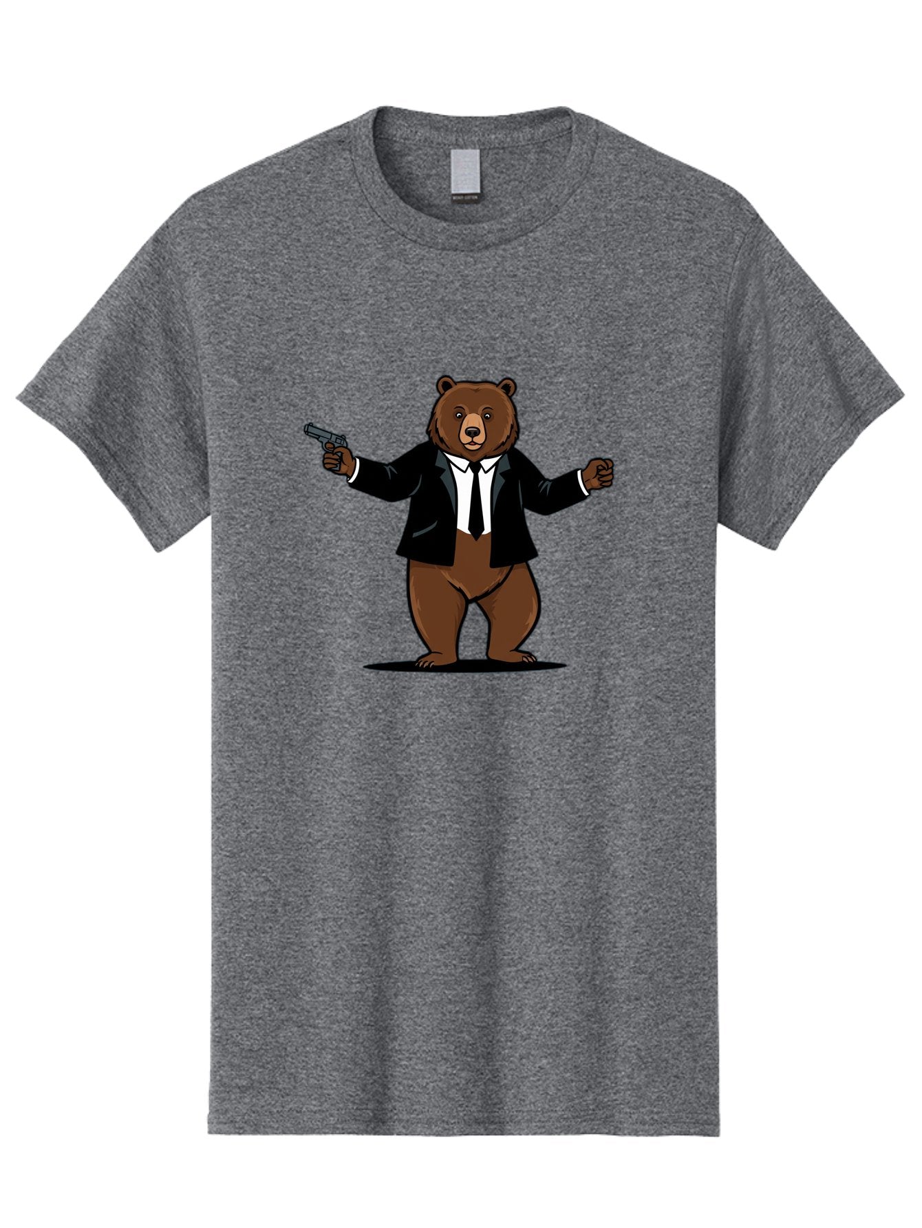 Bear-In-Suit-Holding-Gun Men'S Graphic Tee, 100% Cotton, Comfortable Casual Summer Wear, Machine Washable, Vintage Camera, Old Camera, Antique Camera, Black Camera, Classic Photography, Photography Equipment, Nostalgic Device, Film Camera, Bae859 14