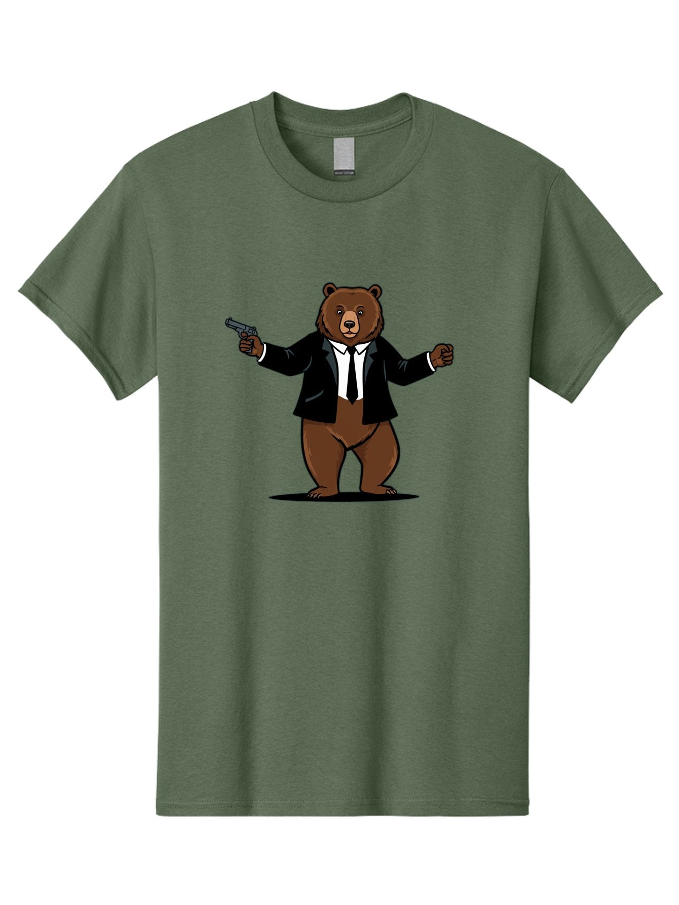 Bear-In-Suit-Holding-Gun Men'S Graphic Tee, 100% Cotton, Comfortable Casual Summer Wear, Machine Washable, Vintage Camera, Old Camera, Antique Camera, Black Camera, Classic Photography, Photography Equipment, Nostalgic Device, Film Camera, Bae859 4