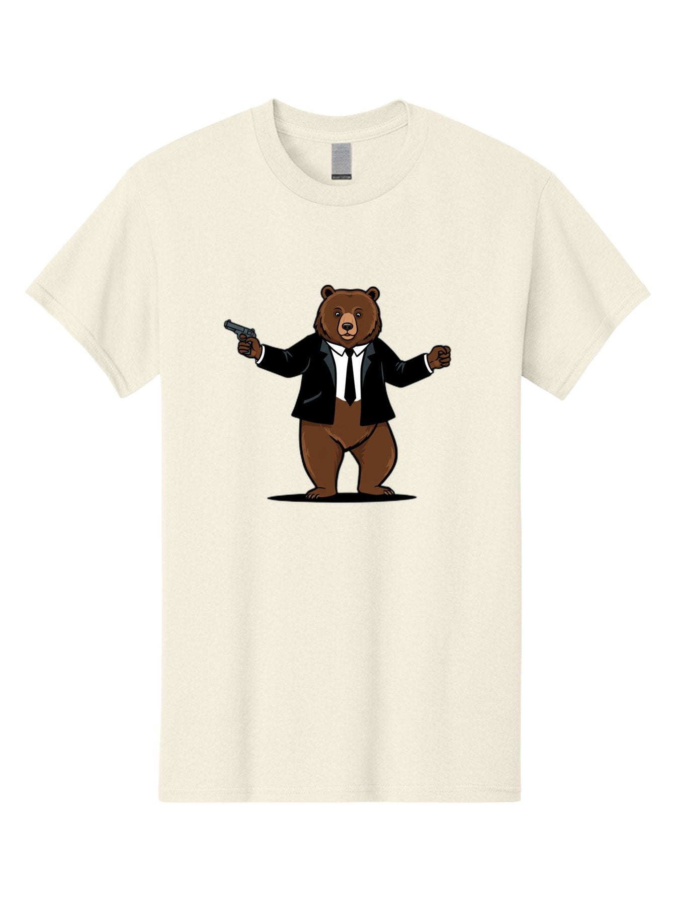 Bear-In-Suit-Holding-Gun Men'S Graphic Tee, 100% Cotton, Comfortable Casual Summer Wear, Machine Washable, Vintage Camera, Old Camera, Antique Camera, Black Camera, Classic Photography, Photography Equipment, Nostalgic Device, Film Camera, Bae859 6