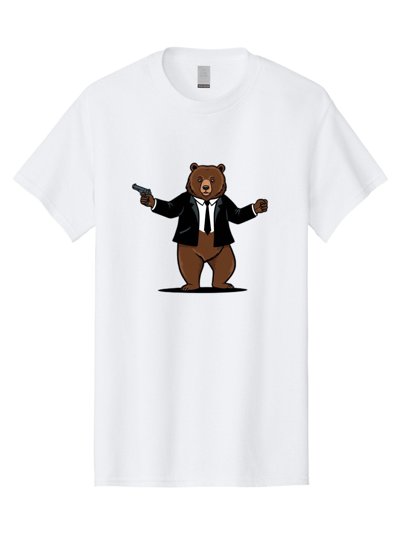 Bear-In-Suit-Holding-Gun Men'S Graphic Tee, 100% Cotton, Comfortable Casual Summer Wear, Machine Washable, Vintage Camera, Old Camera, Antique Camera, Black Camera, Classic Photography, Photography Equipment, Nostalgic Device, Film Camera, Bae859 3